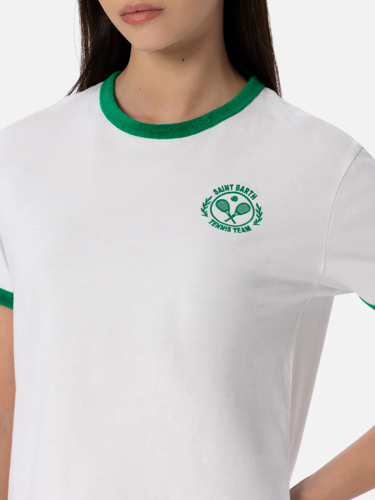 Emilie cotton t-shirt with terry details and embroidery