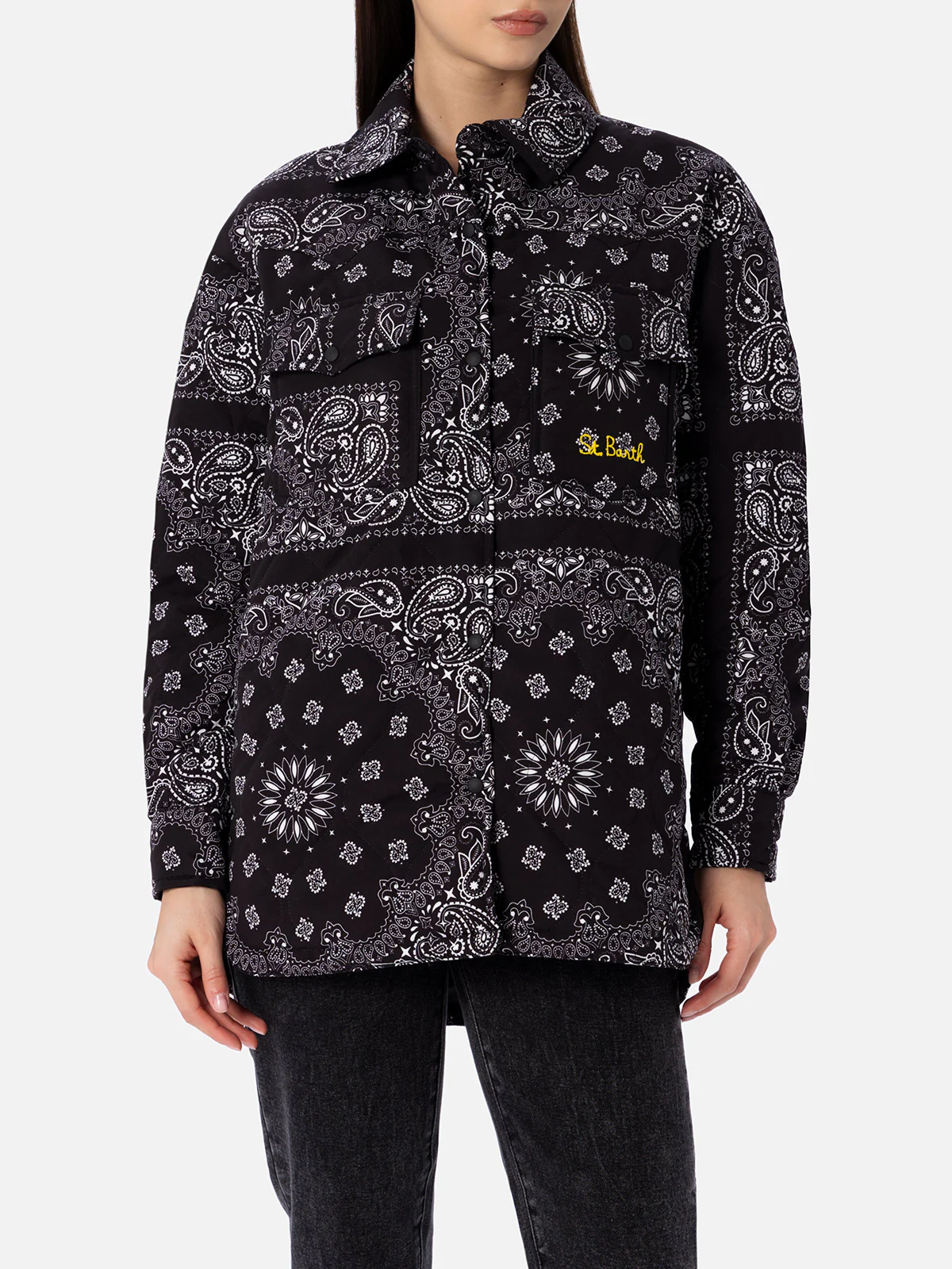 Kimmy black bandana print padded jacket