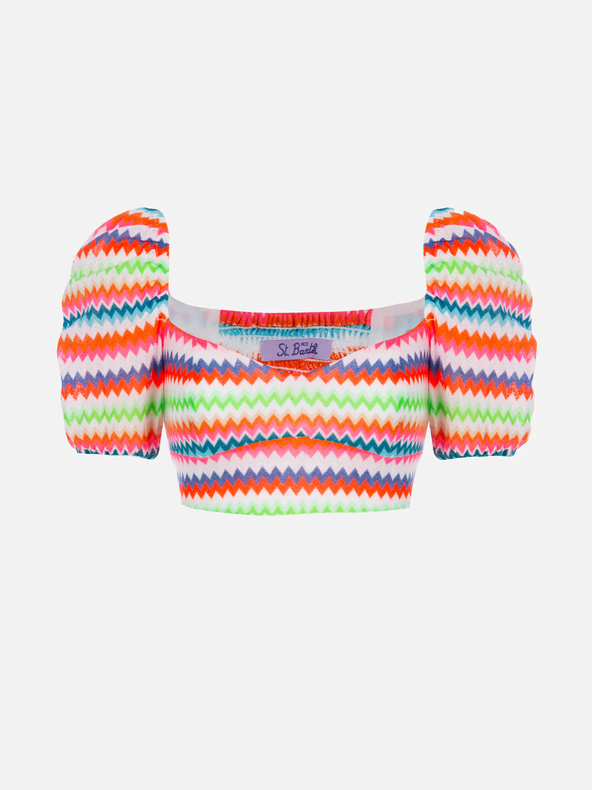 Delia fluo chevron raschel crop top
