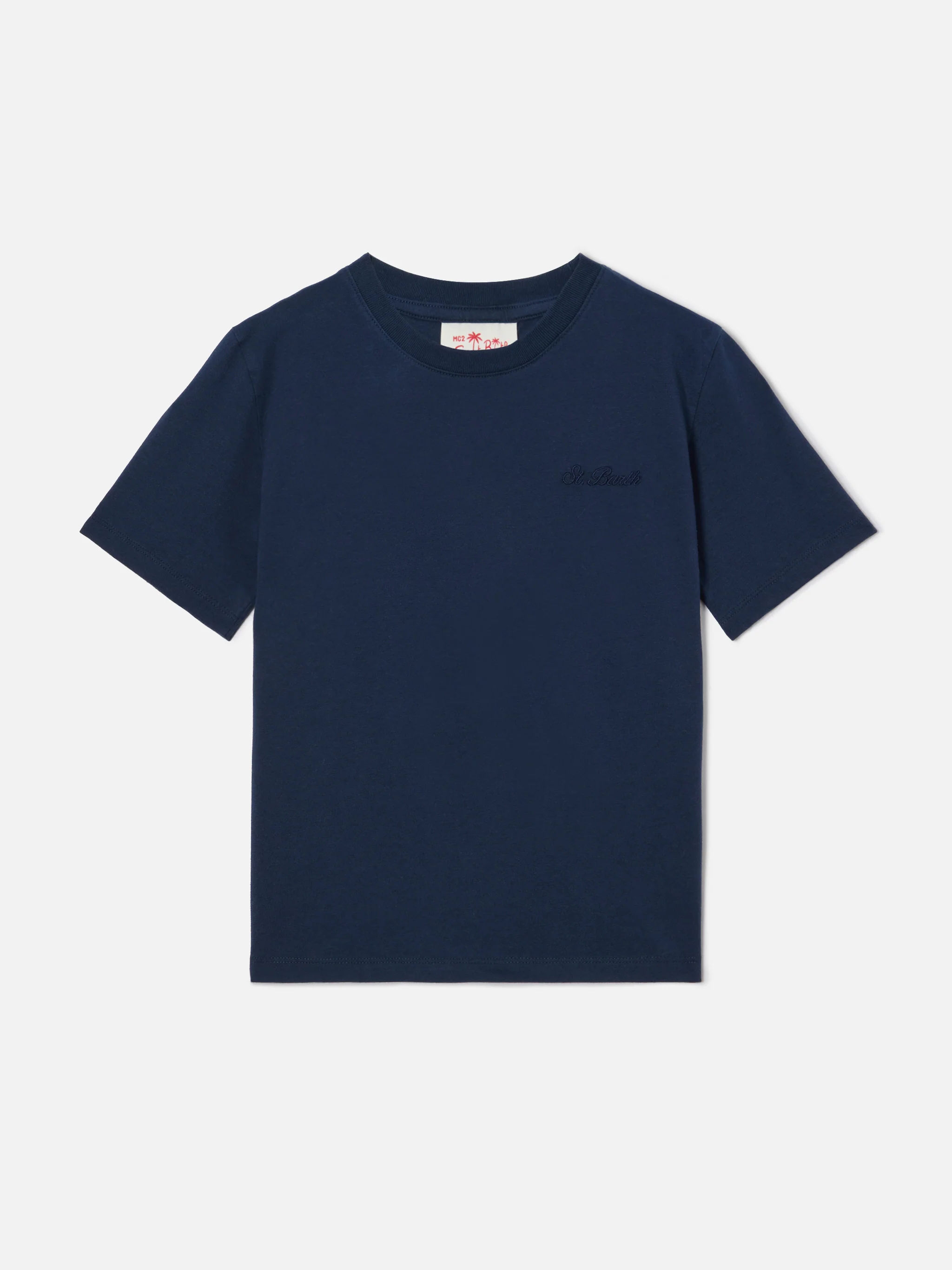 Navy blue Dover Jr t-shirt in pure cotton with embroidered logo