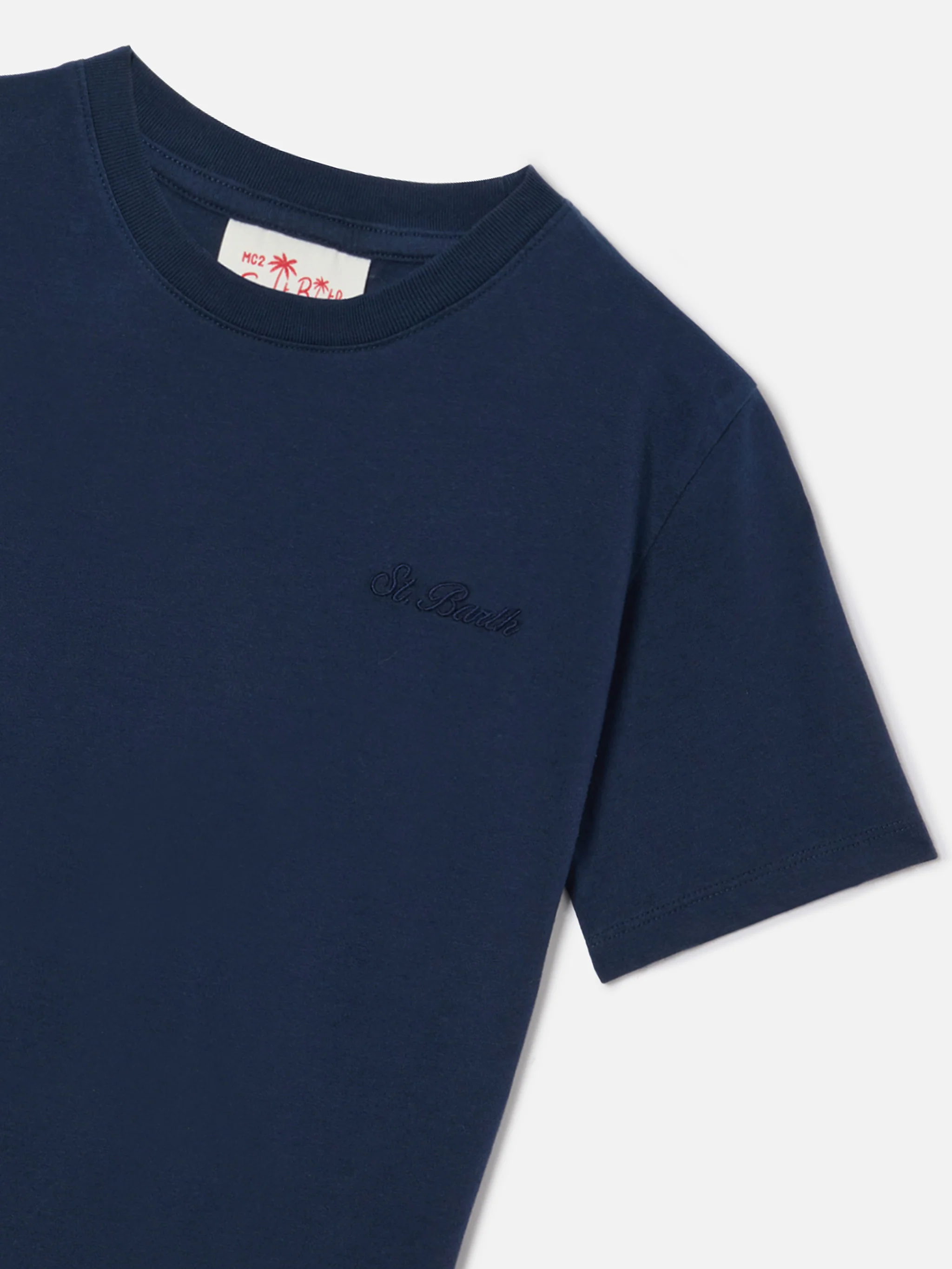 Navy blue Dover Jr t-shirt in pure cotton with embroidered logo - Image 2