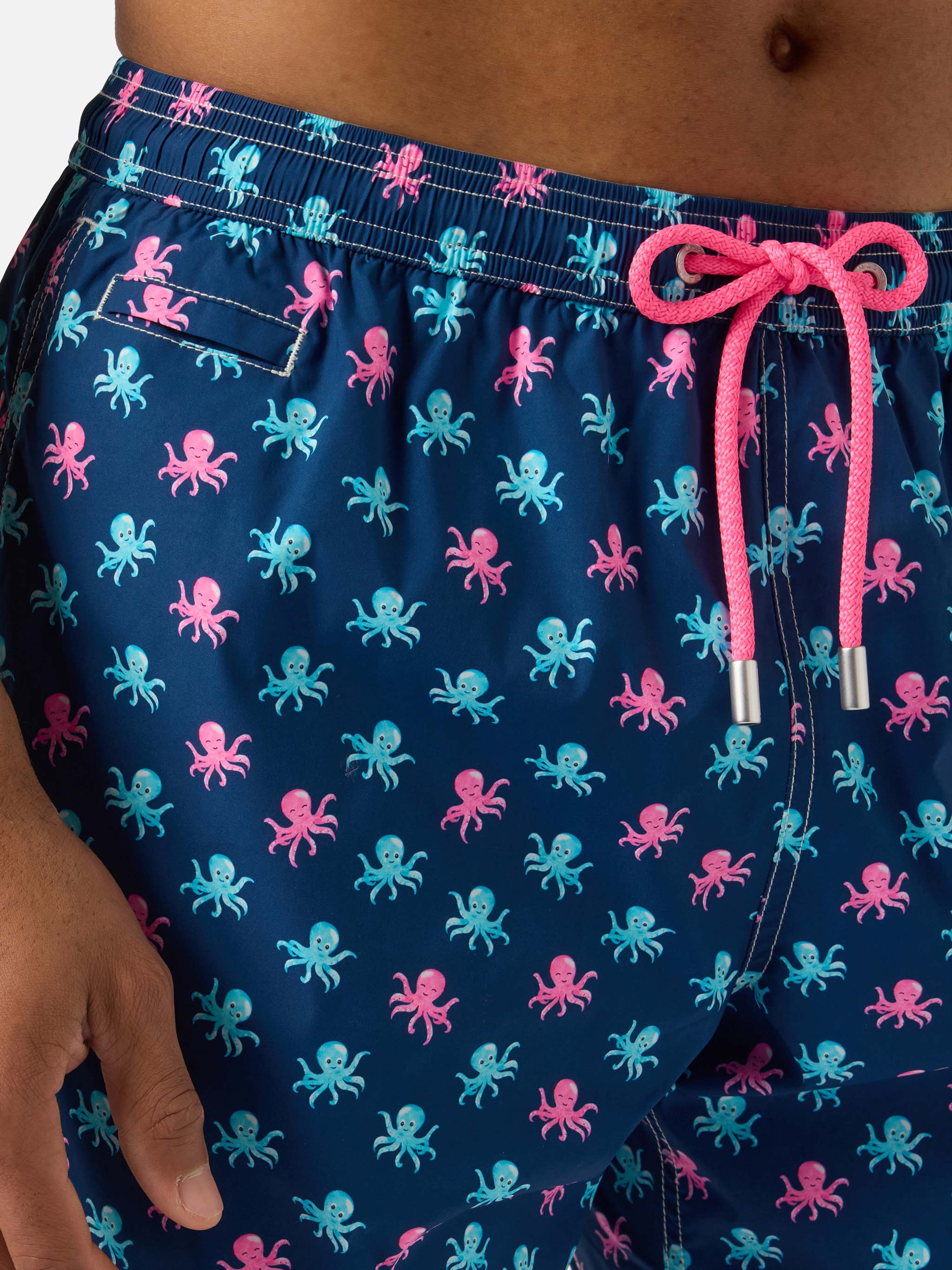 Navy blue Lighting Micro swim shorts with all-over octopus print - Image 4