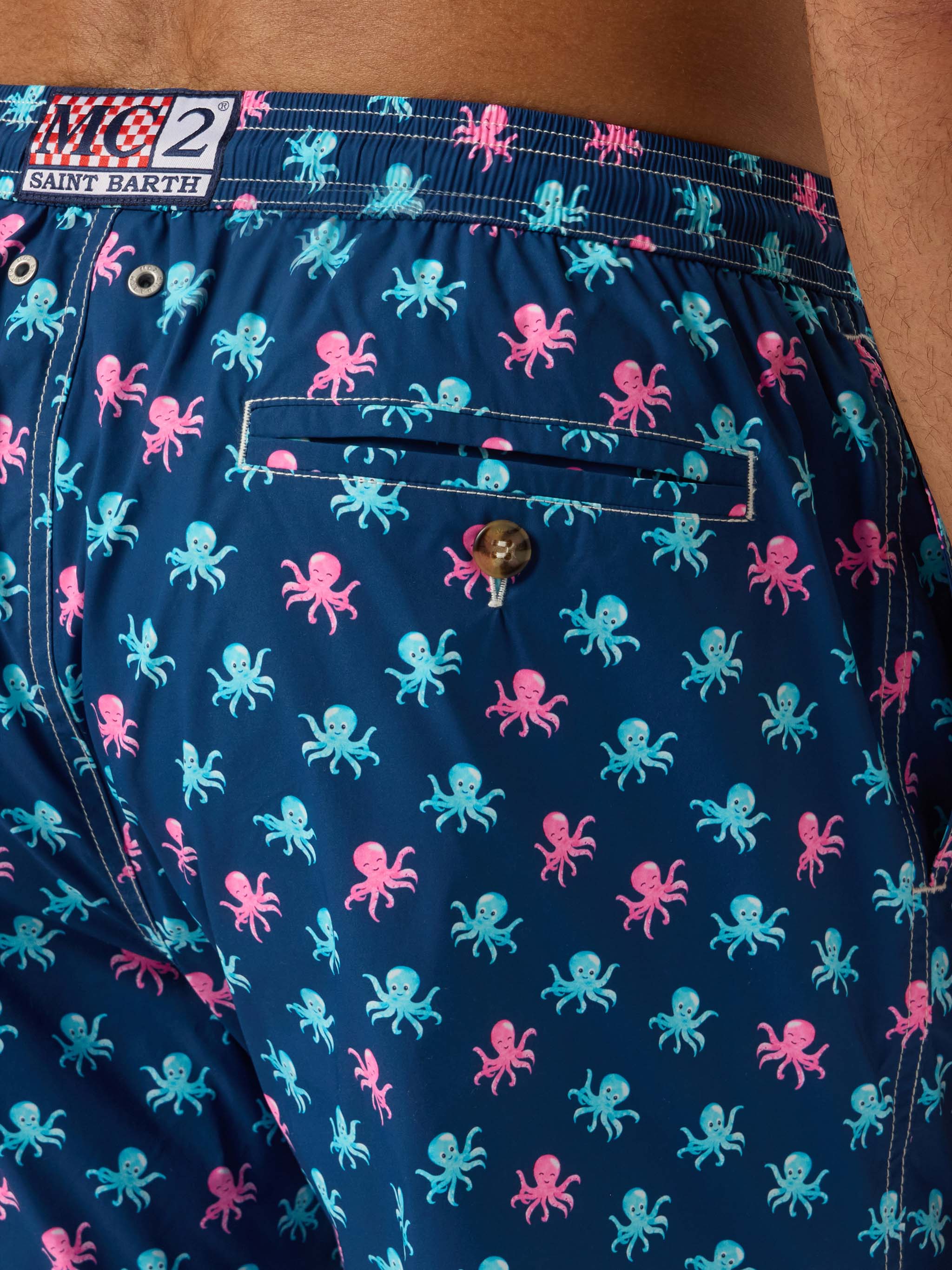 Navy blue Lighting Micro swim shorts with all-over octopus print - Image 6