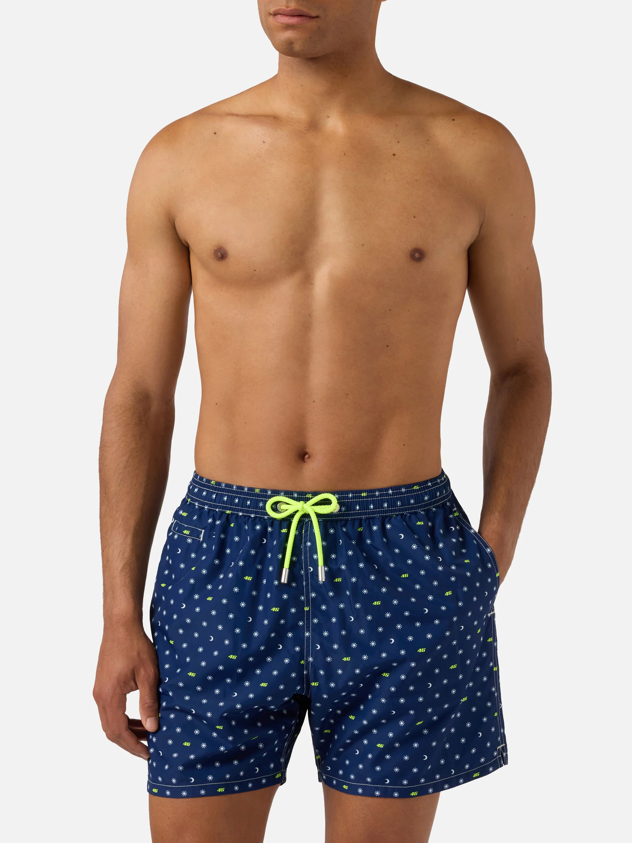 Navy blue Lighting Micro swim shorts with VR46 all-over print | VR46 SPECIAL EDITION - Image 3