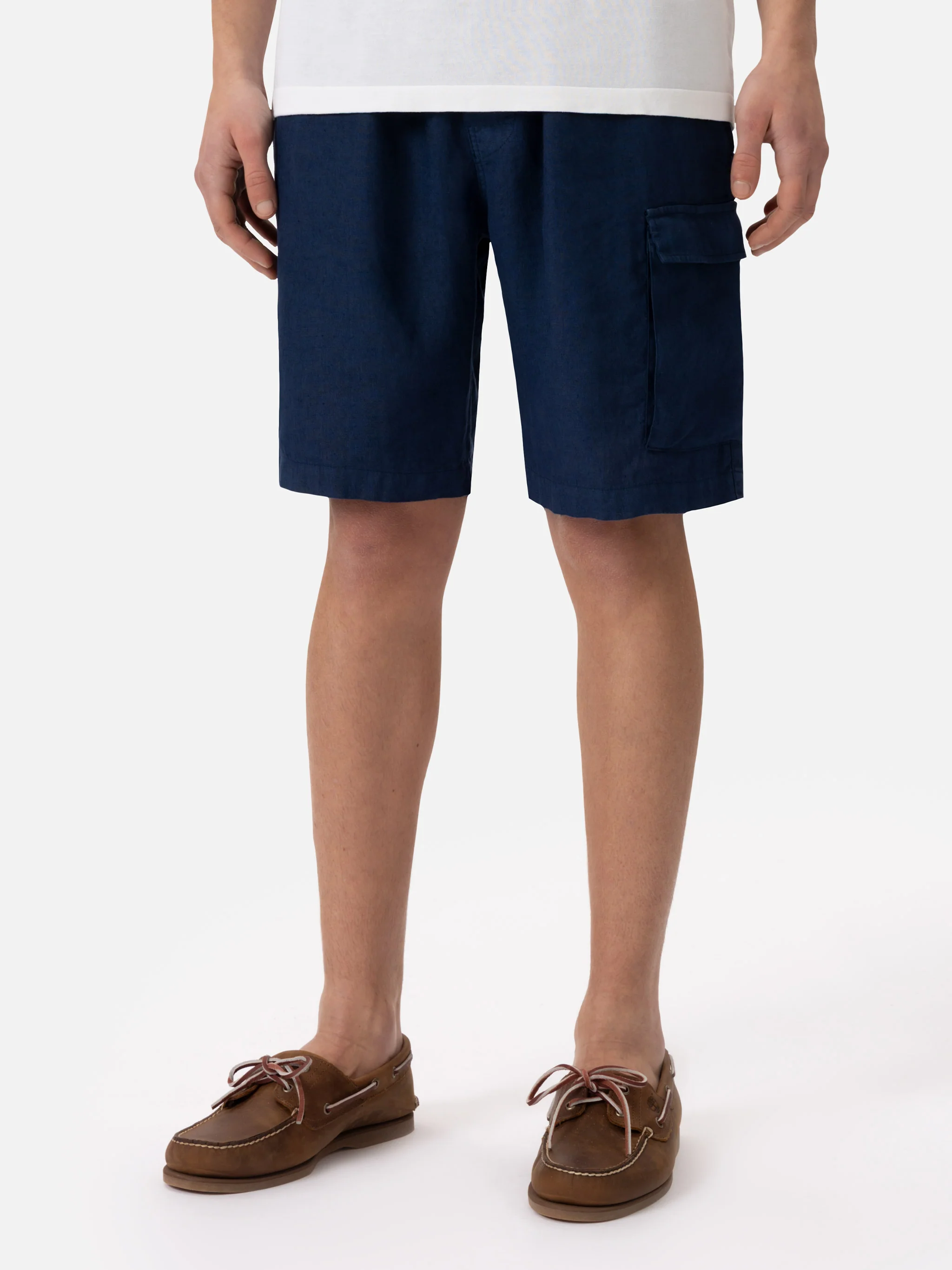 Navy blue linen bermuda Marseille