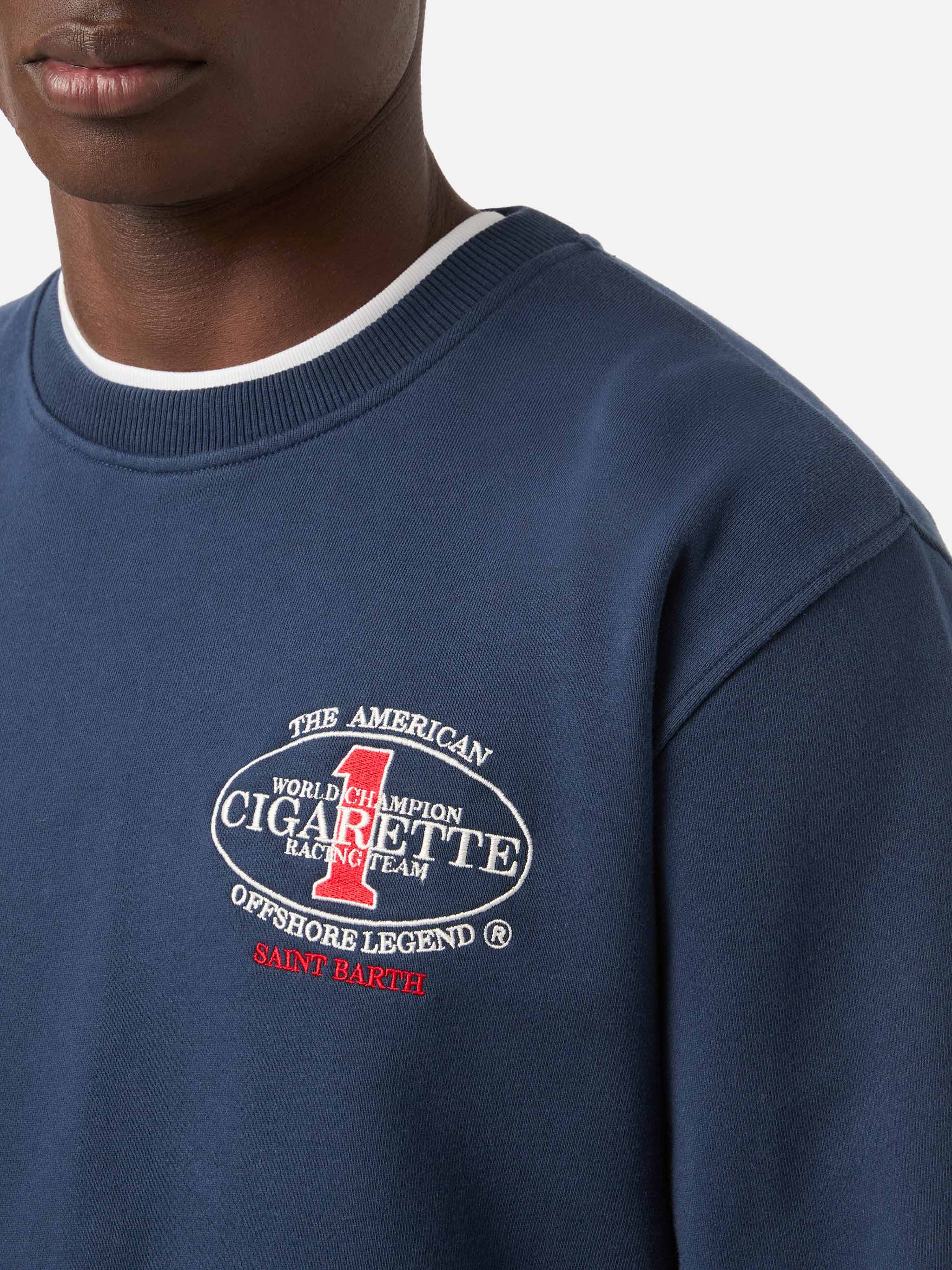 Navy blue Ponza crewneck sweatshirt with Cigarette print | Special Edition - Image 2