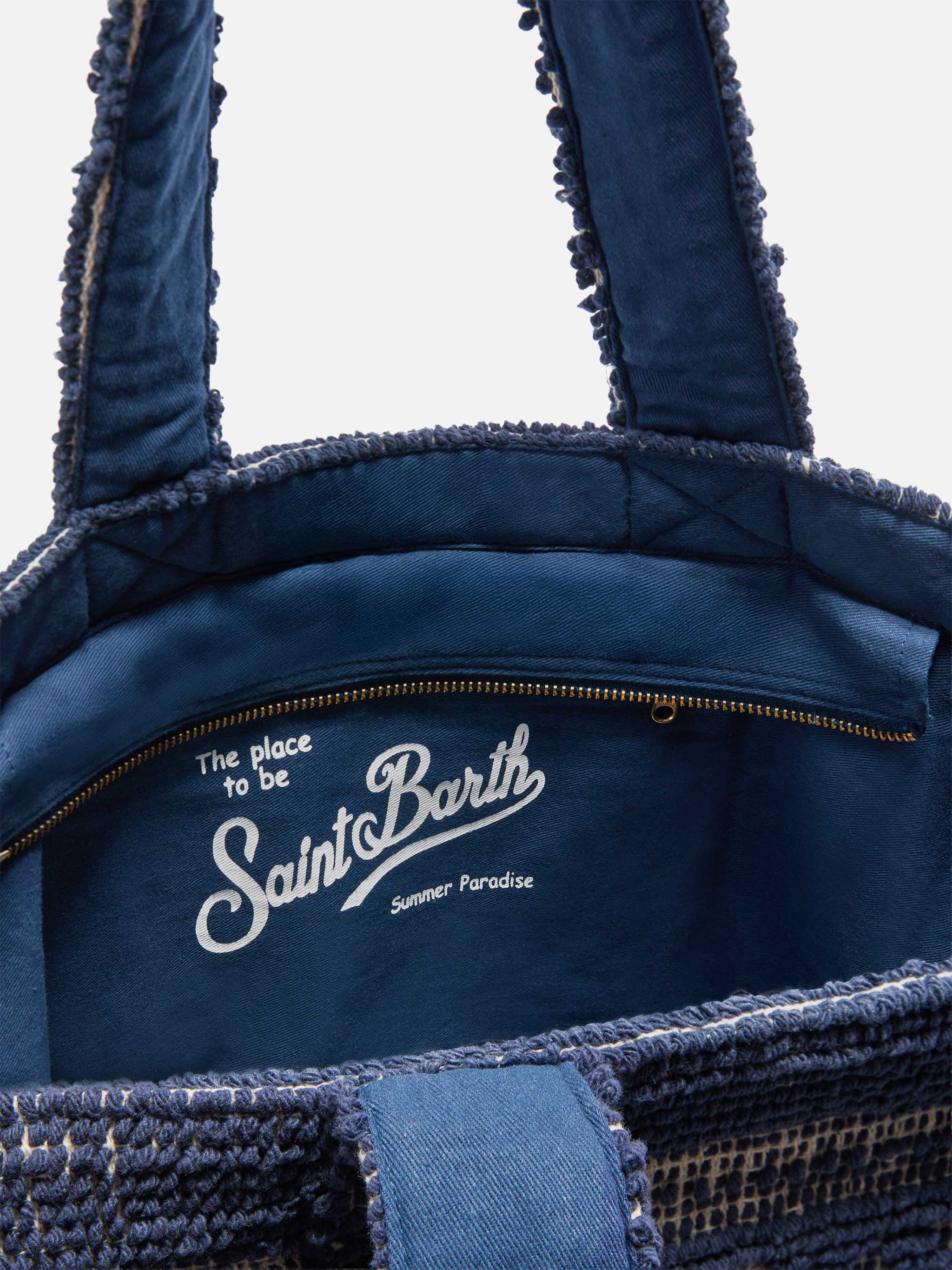 Navy blue Tufting cotton tote bag - Image 5