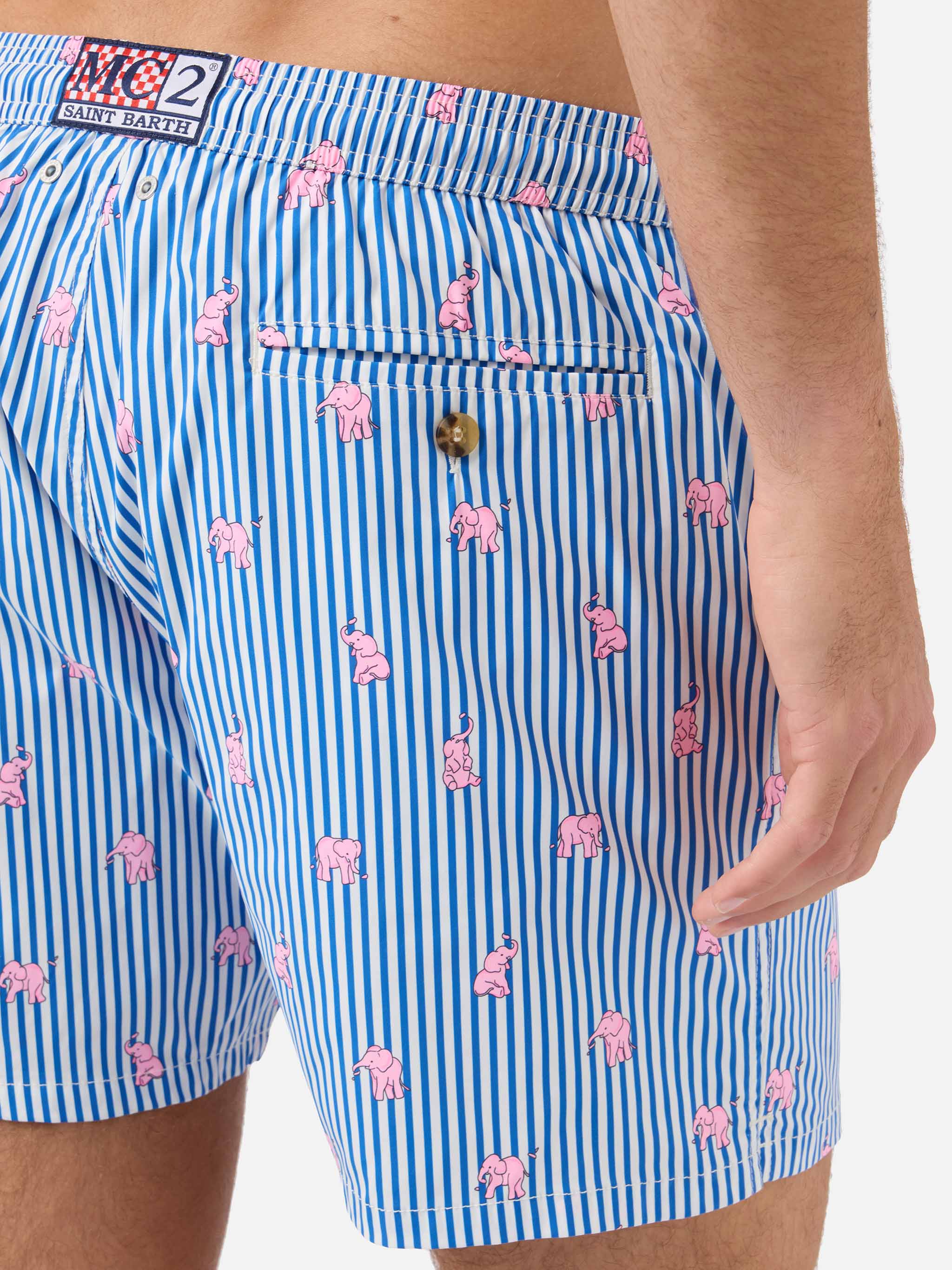 Navy Lighting Micro swim shorts with all-over elephant print - Image 6
