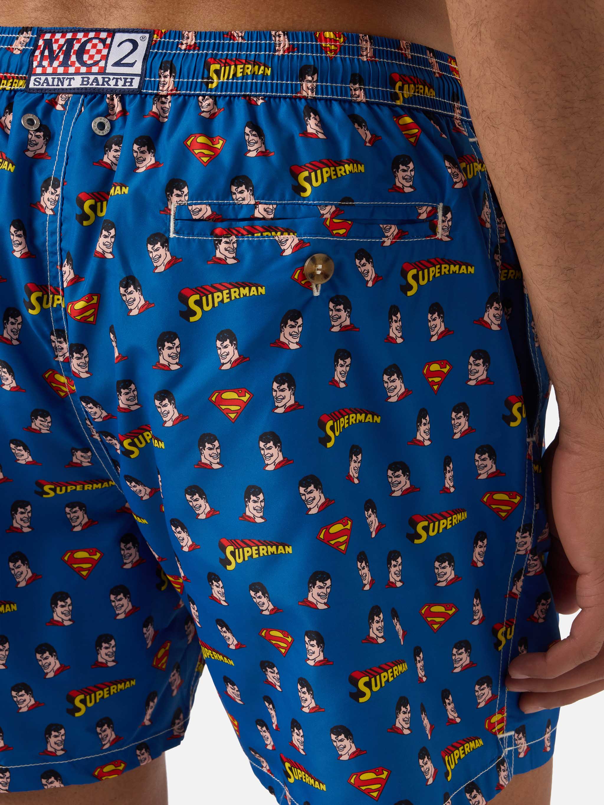 Navy Lighting Micro swim shorts with Superman print | Special Edition - Image 6