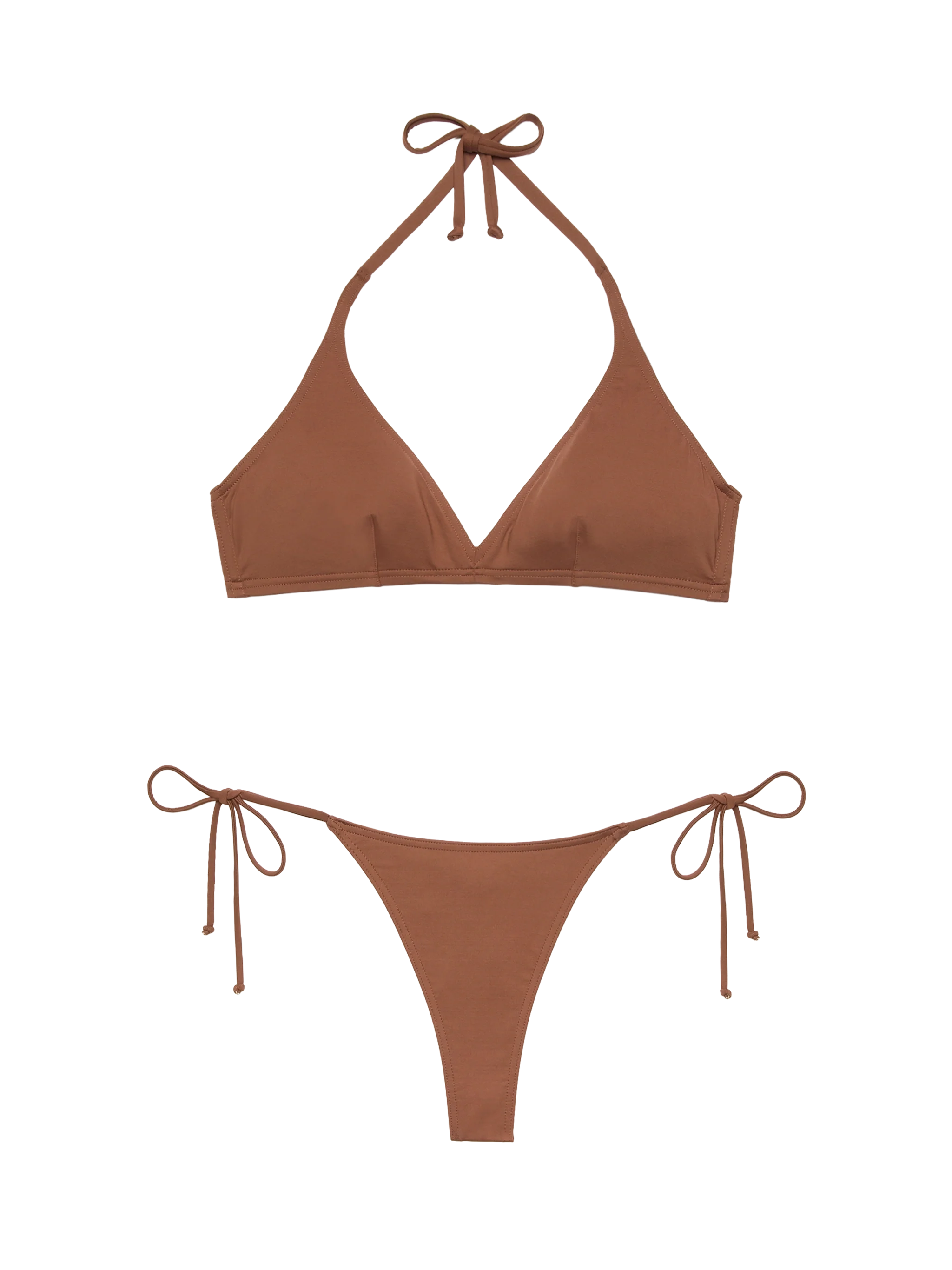 Gaia Norah brown bikini with triangle top and cheeky swim briefs