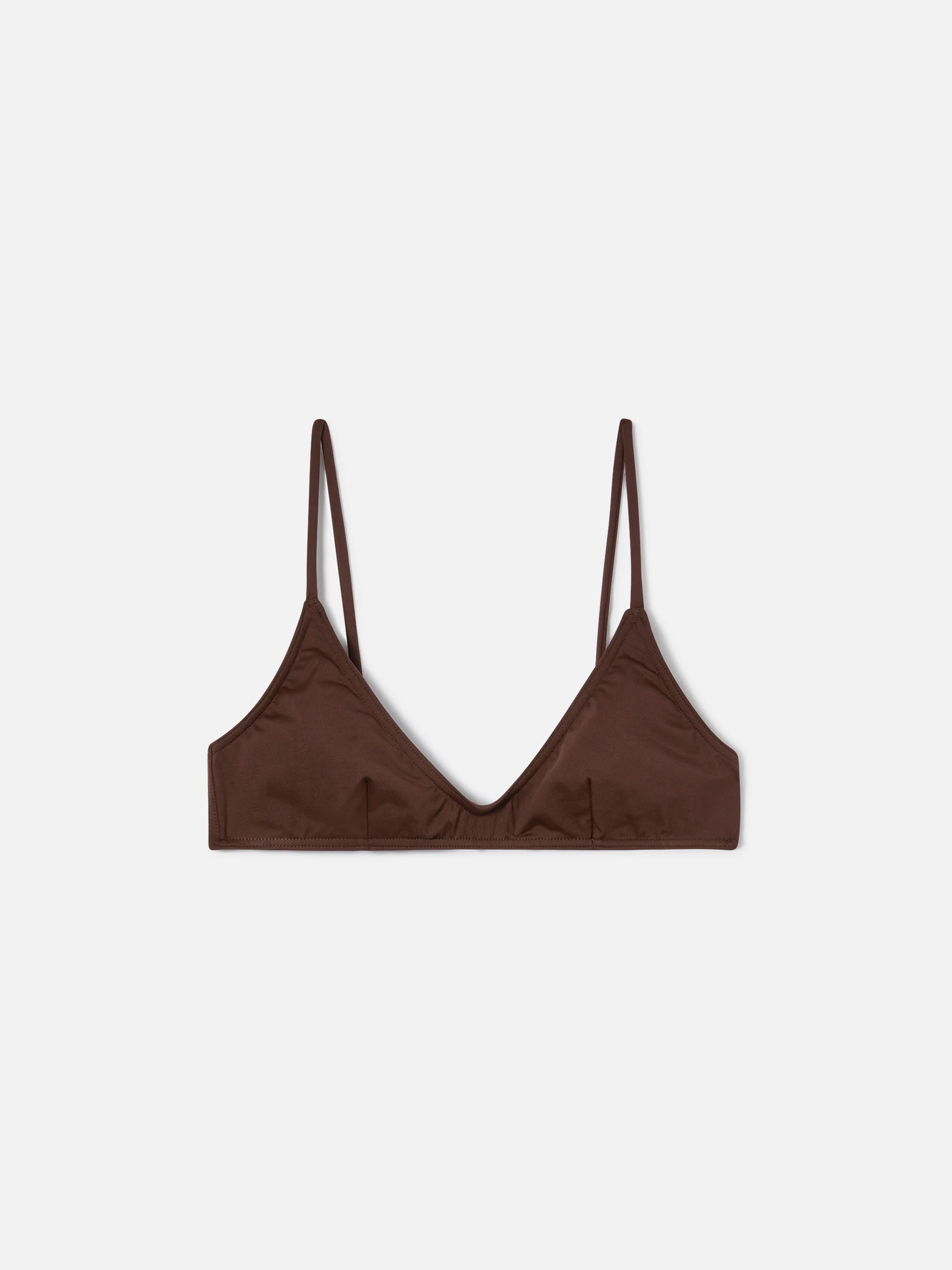 Paloma bralette with hook fastening bikini top in solid dark brown