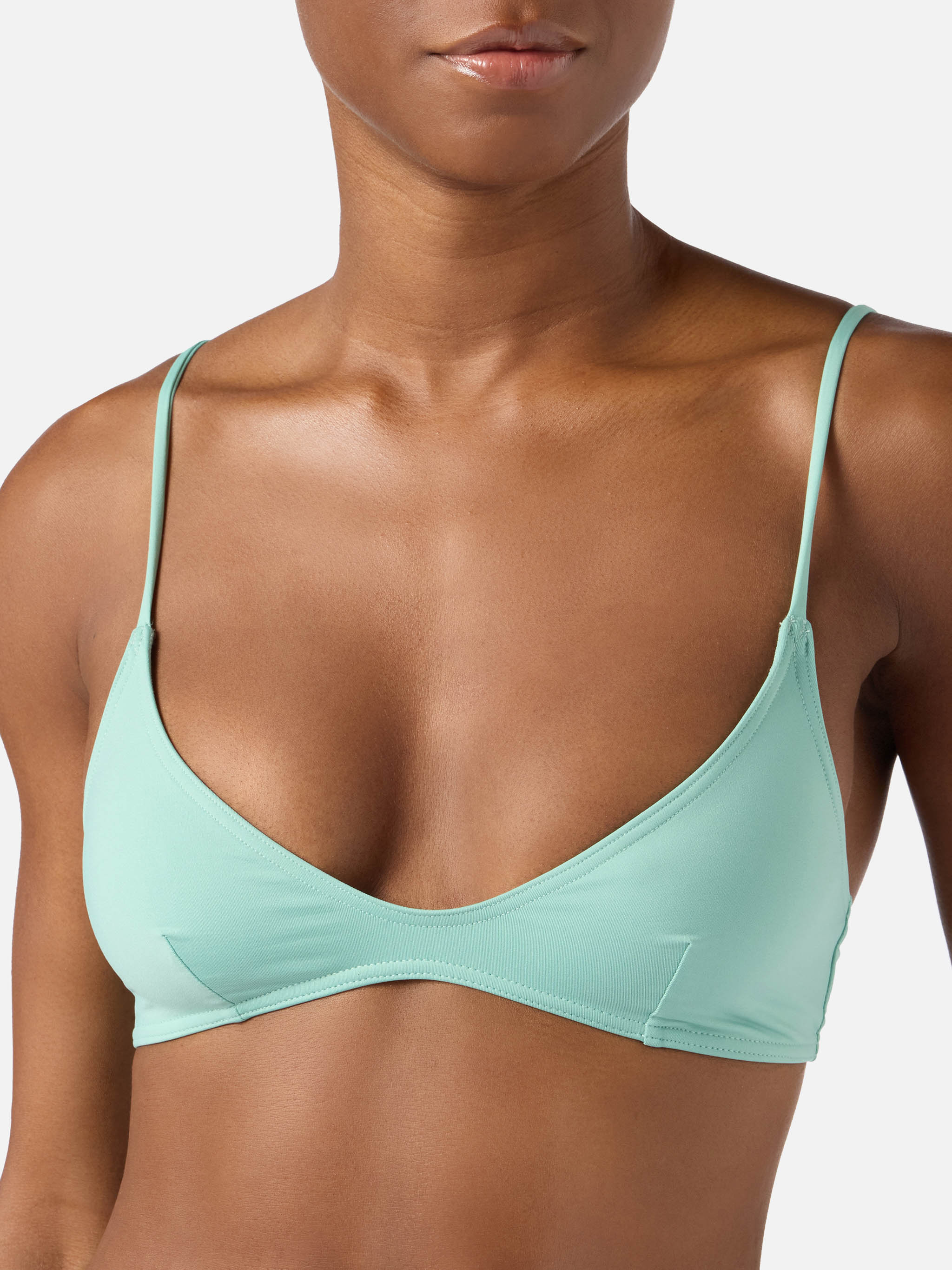 Paloma bralette with hook fastening bikini top in solid sage - Image 2