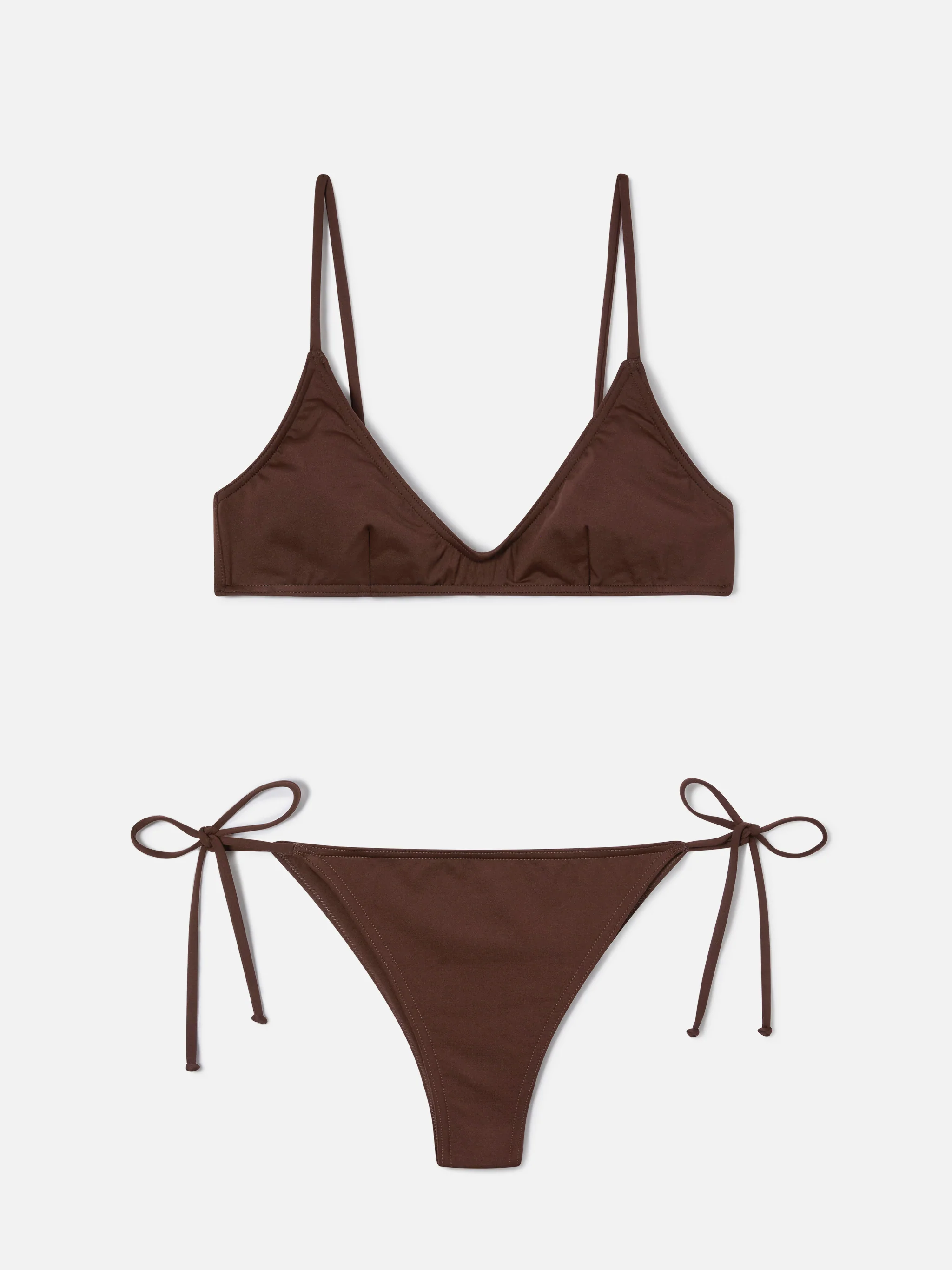 Paloma Marielle dark brown bralette bikini with ties
