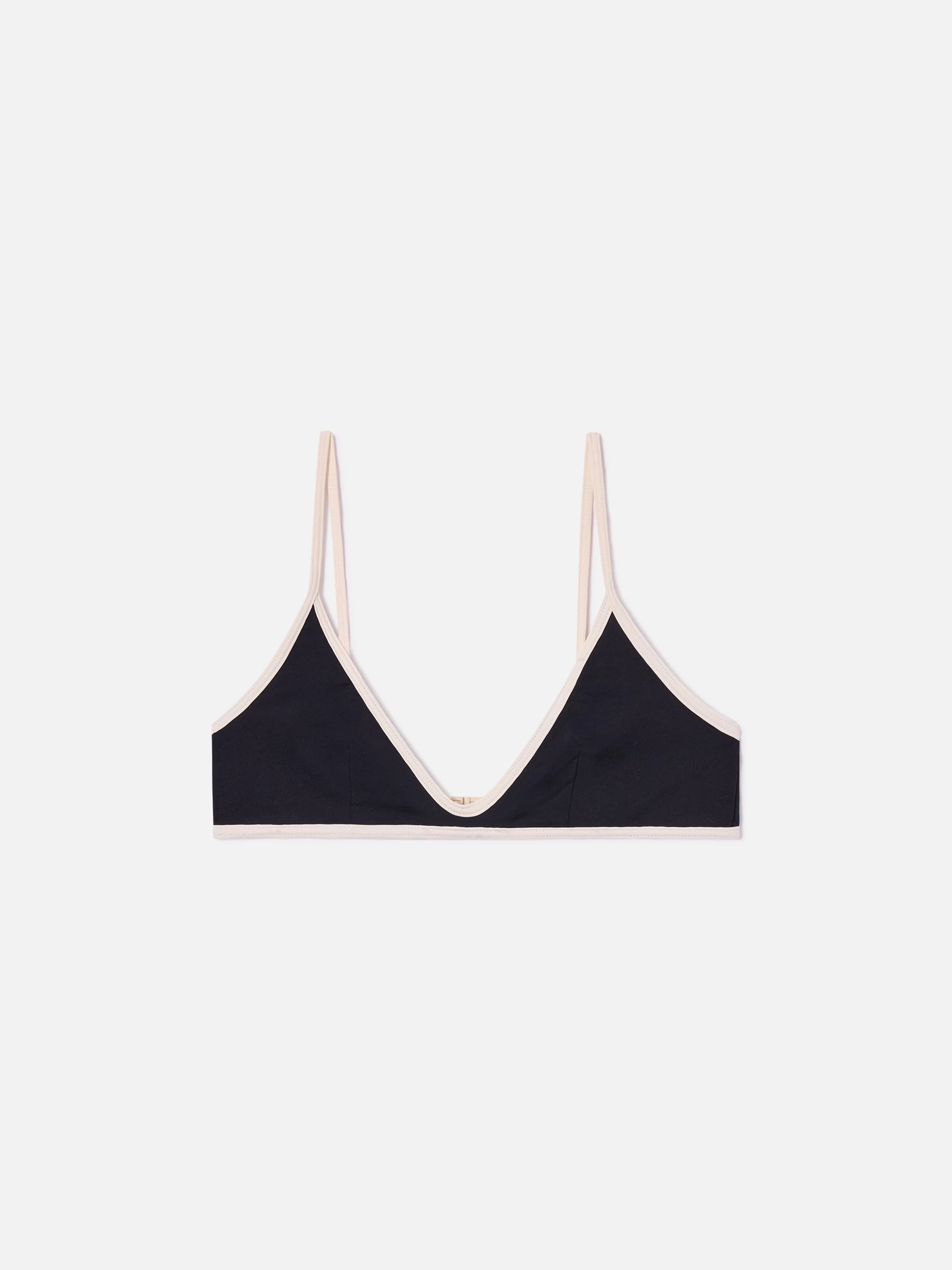 Paloma String bralette bikini top in black with contrast trims