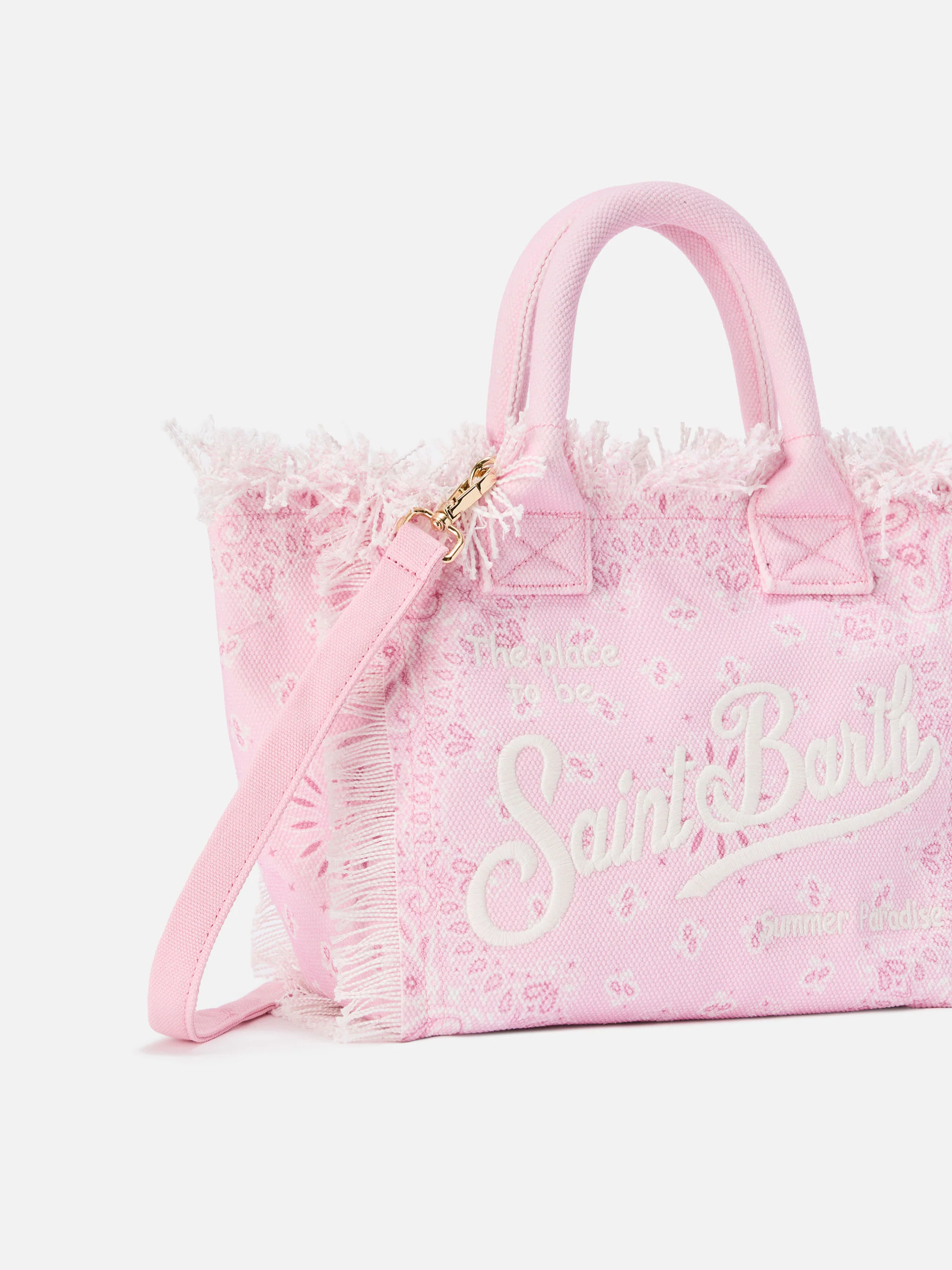 Pink canvas Colette bag with bandana print - Image 2