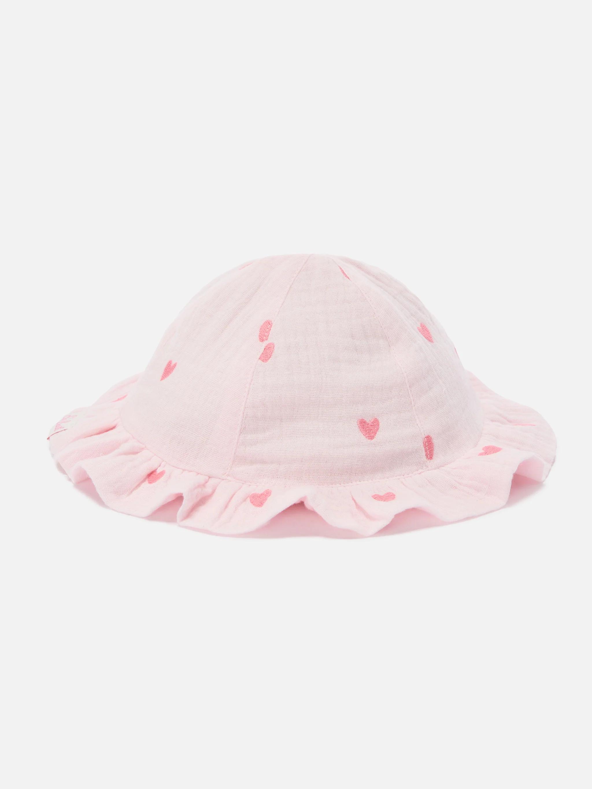 Pink Doremi sun hat with muslin heart embroidery - Image 3