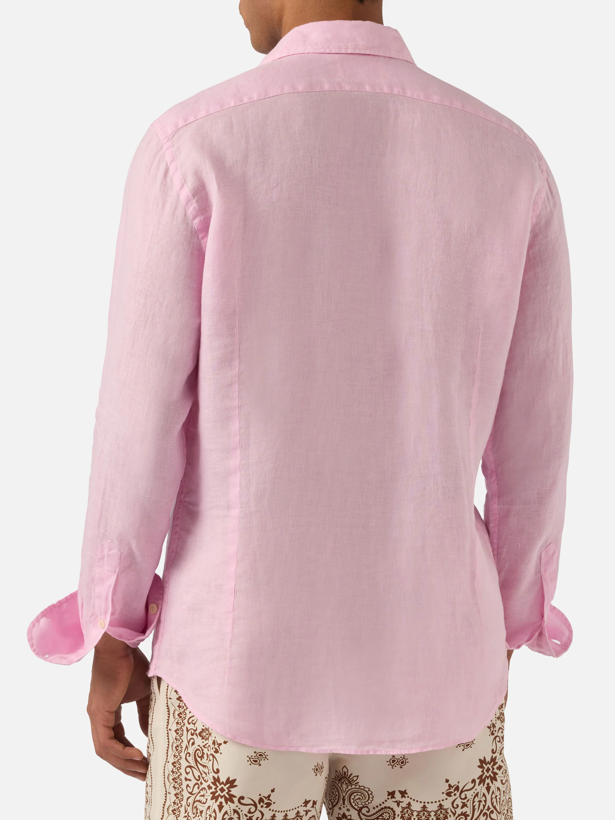 Pink Pamplona shirt in pure linen - Image 3