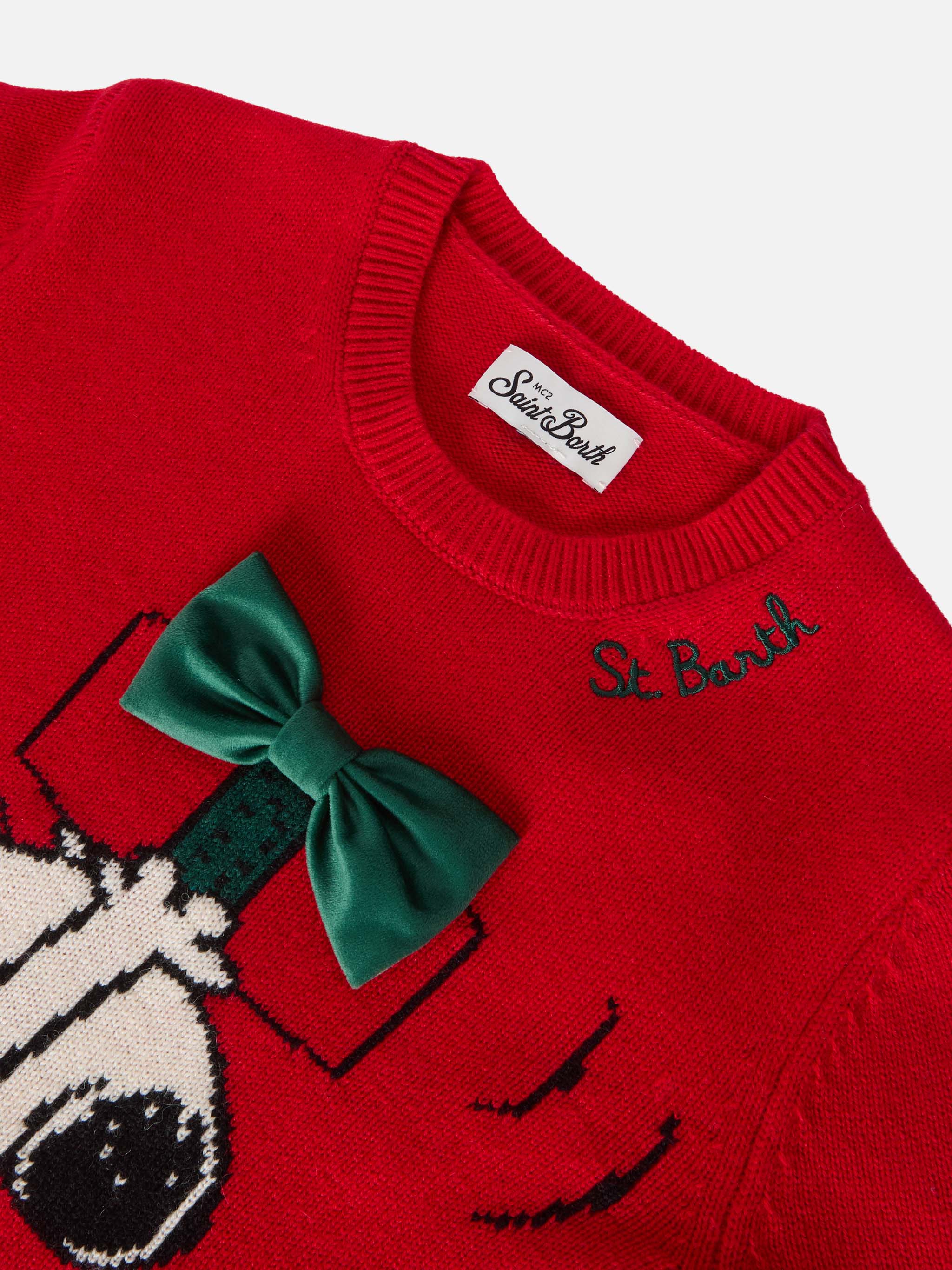 Princess cashmere-blend crewneck with Snoopy jacquard and velvet bow appliqué | PEANUTS SPECIAL EDITION - Image 2