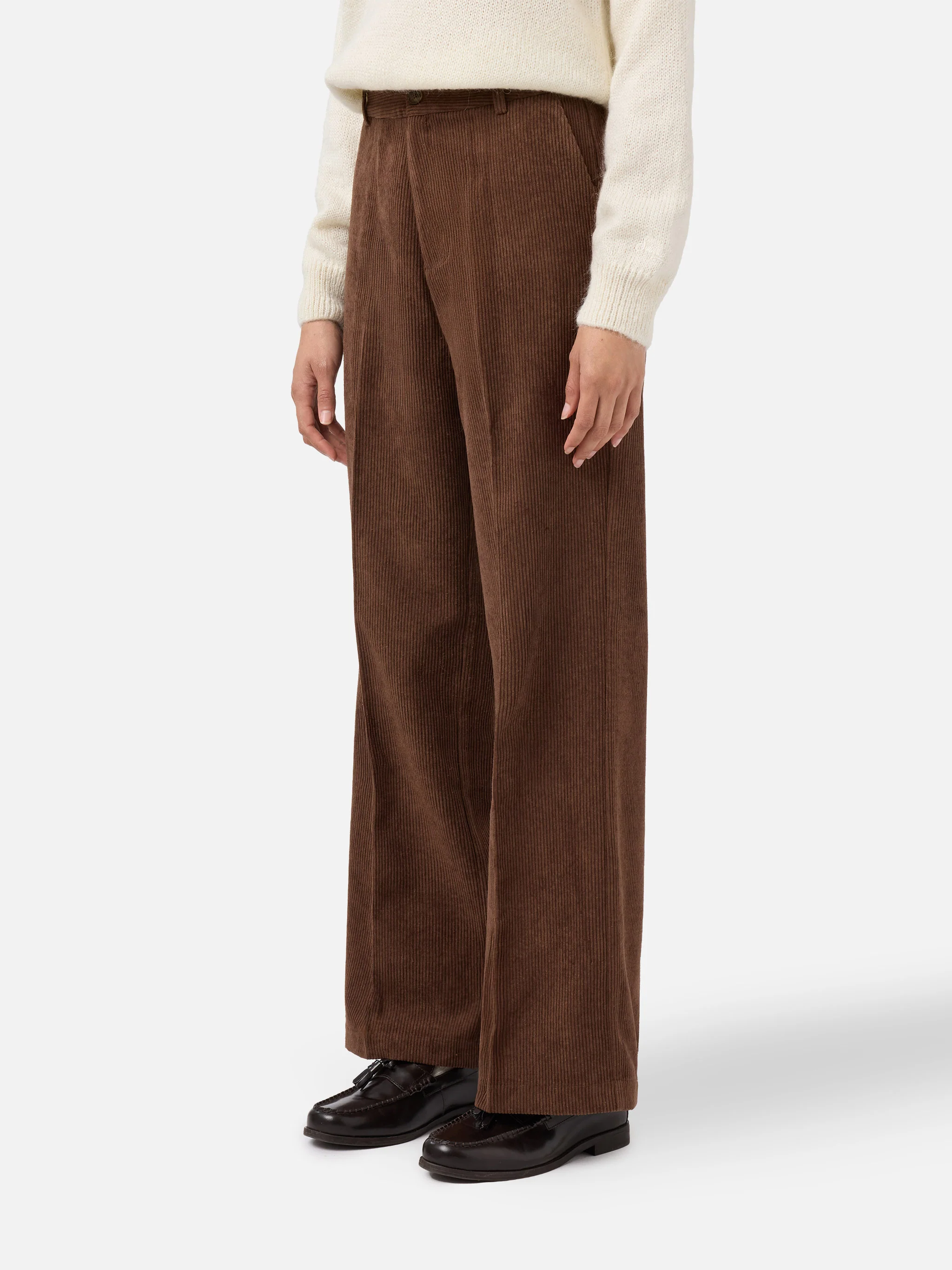 Rebella wide-leg trousers in corduroy brown