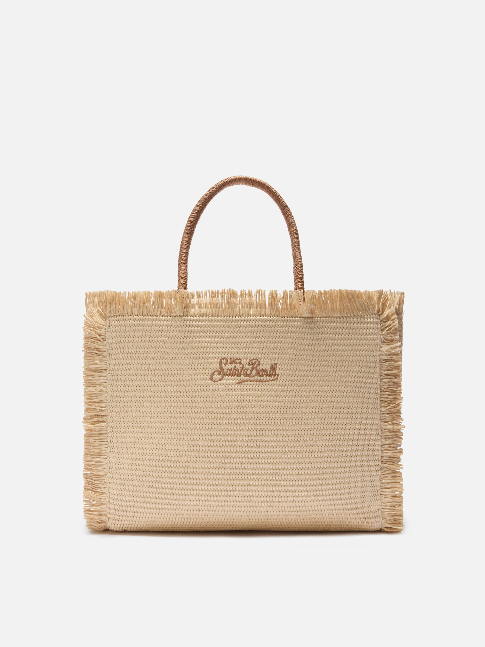 Regular Vanity straw effect bag with embroidered logo - Image 4