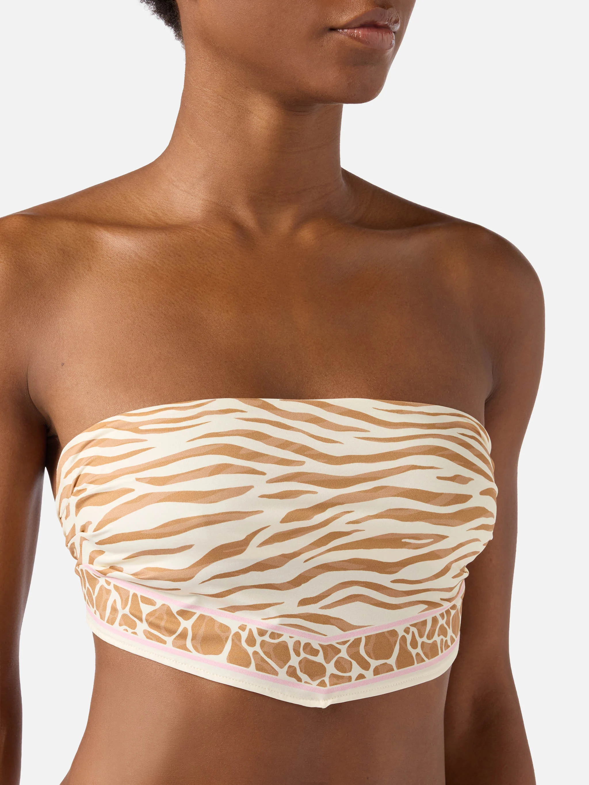 Rio bandeau bikini top with animal print - Image 2