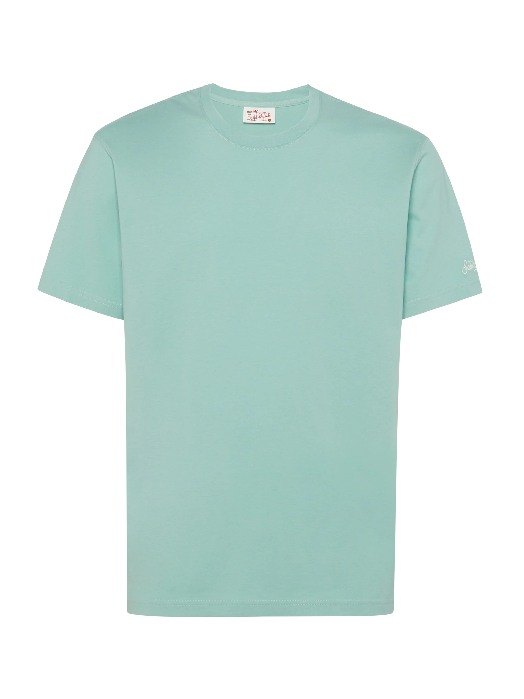 Sage green cotton jersey t-shirt Dover with St. Barth embroidery