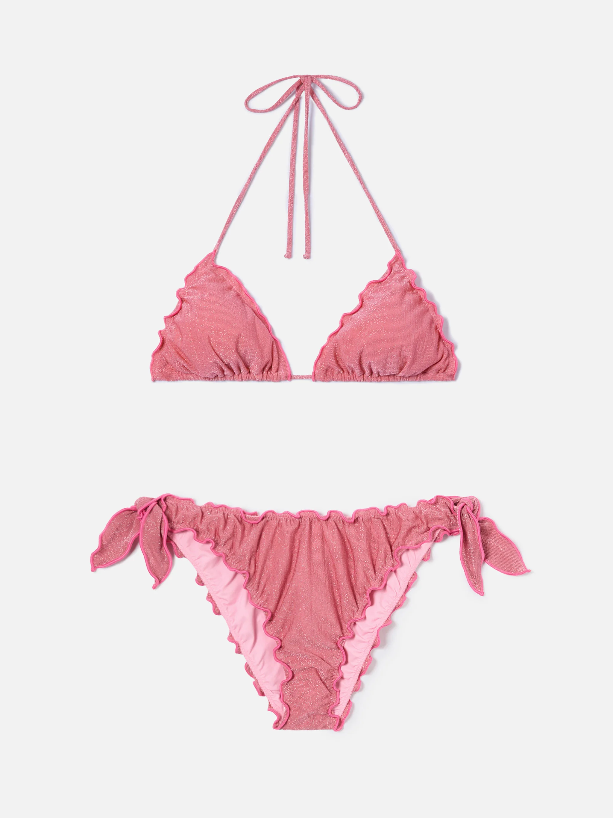 Sagittarius Moon triangle bikini in pink lurex