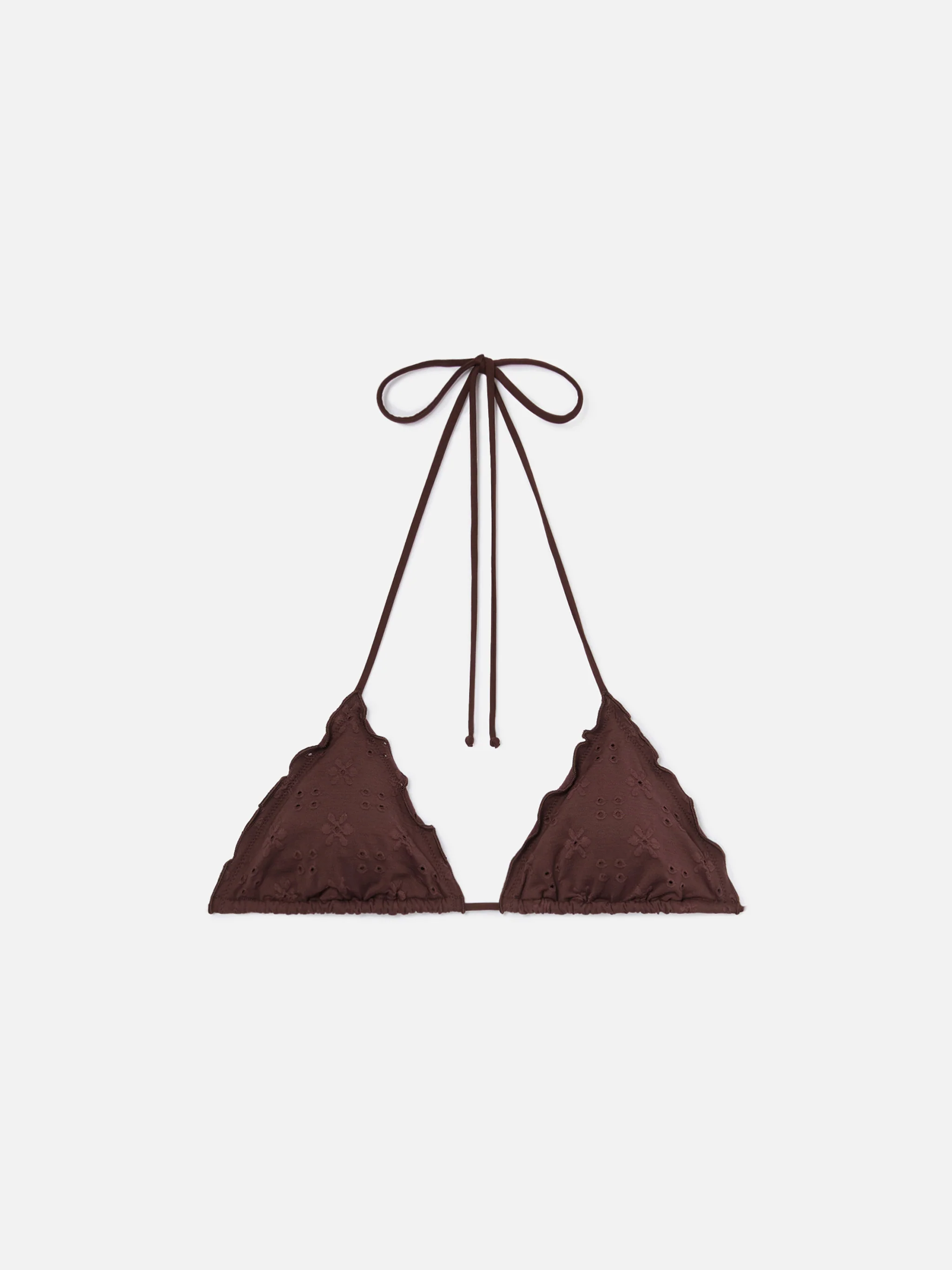 Sagittarius triangle bikini top in brown sangallo