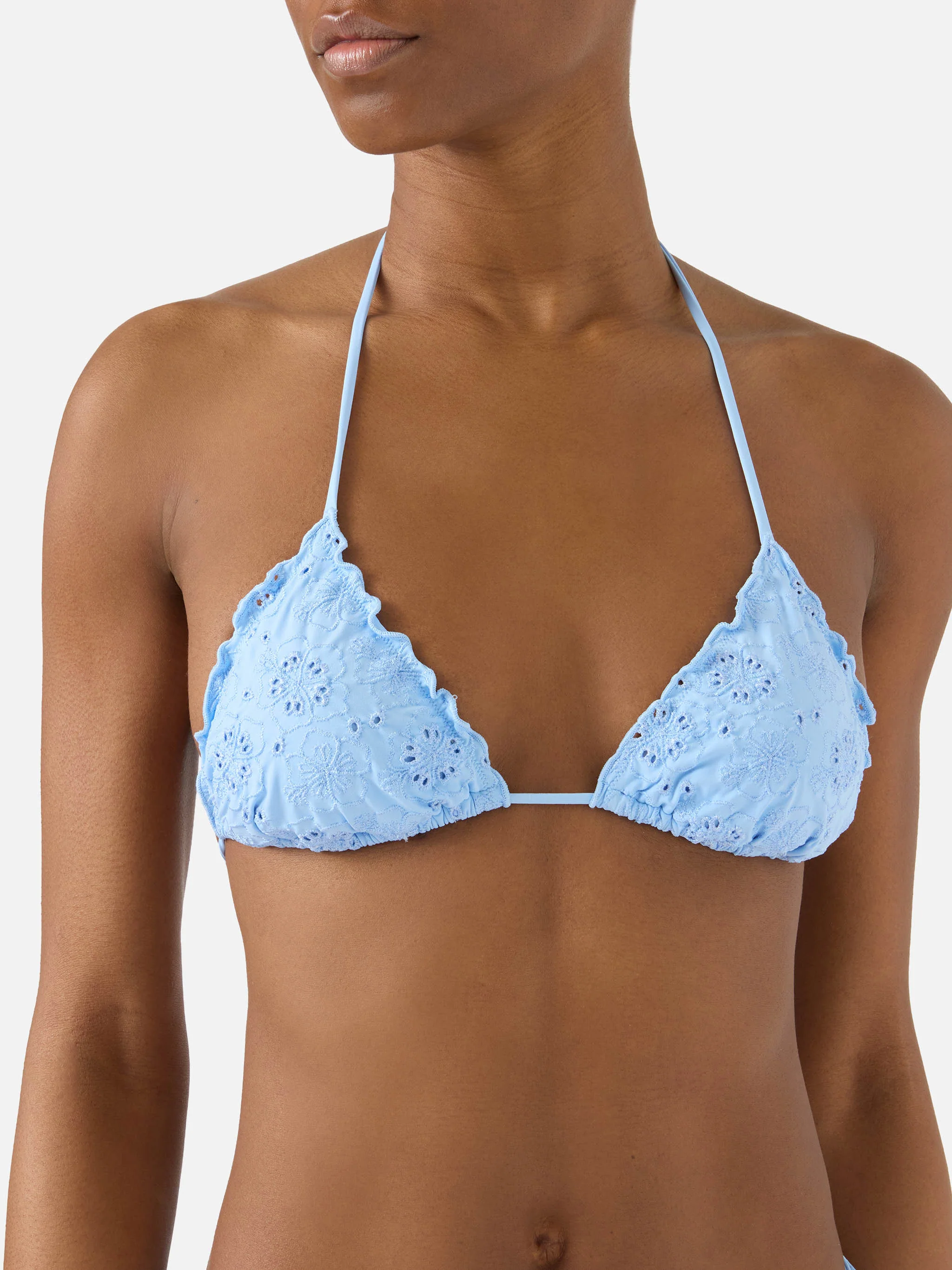 Sagittarius triangle bikini top in light blue sangallo - Image 2
