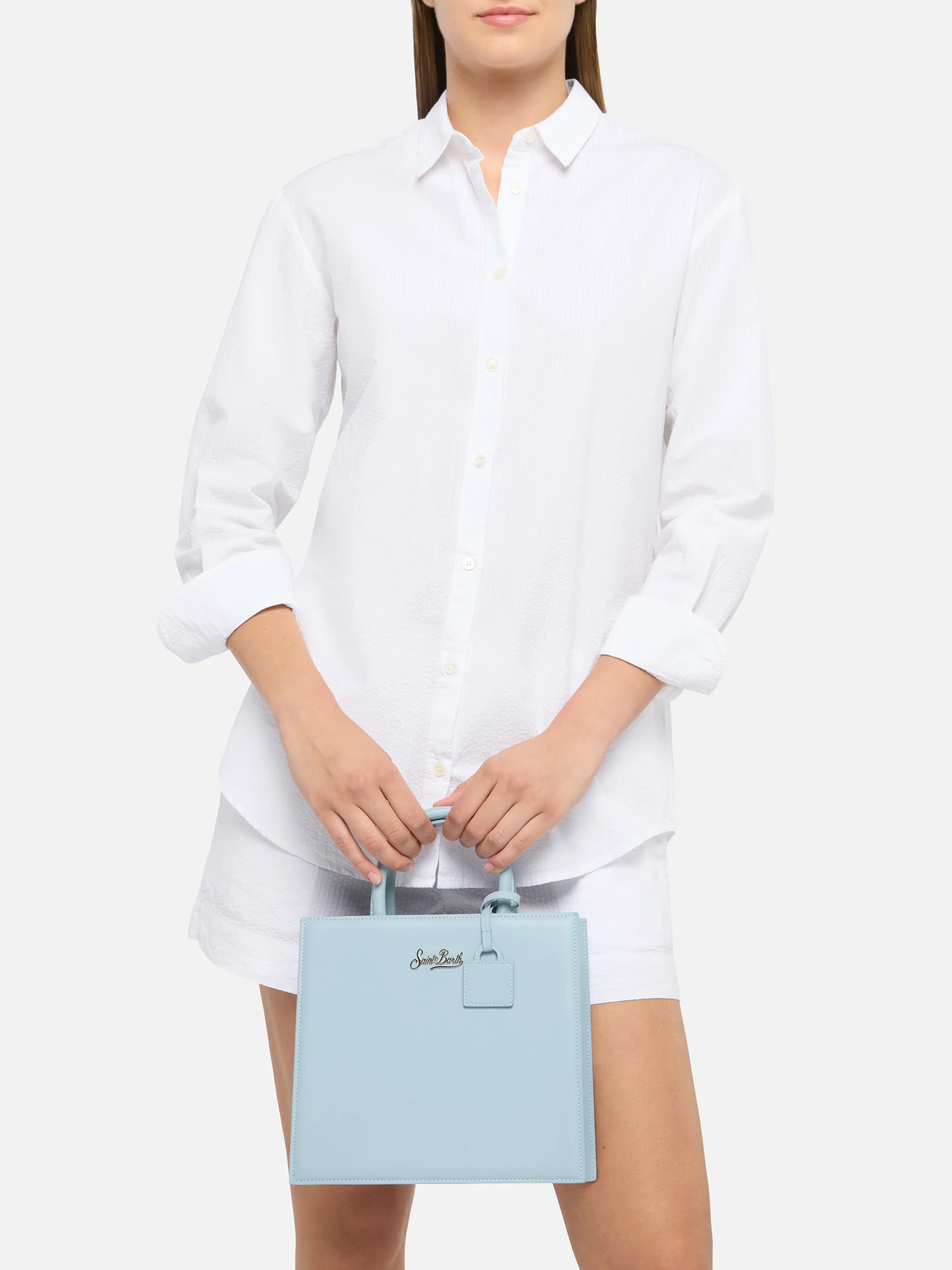 Shop Bag Midi in light blue leather - Image 2