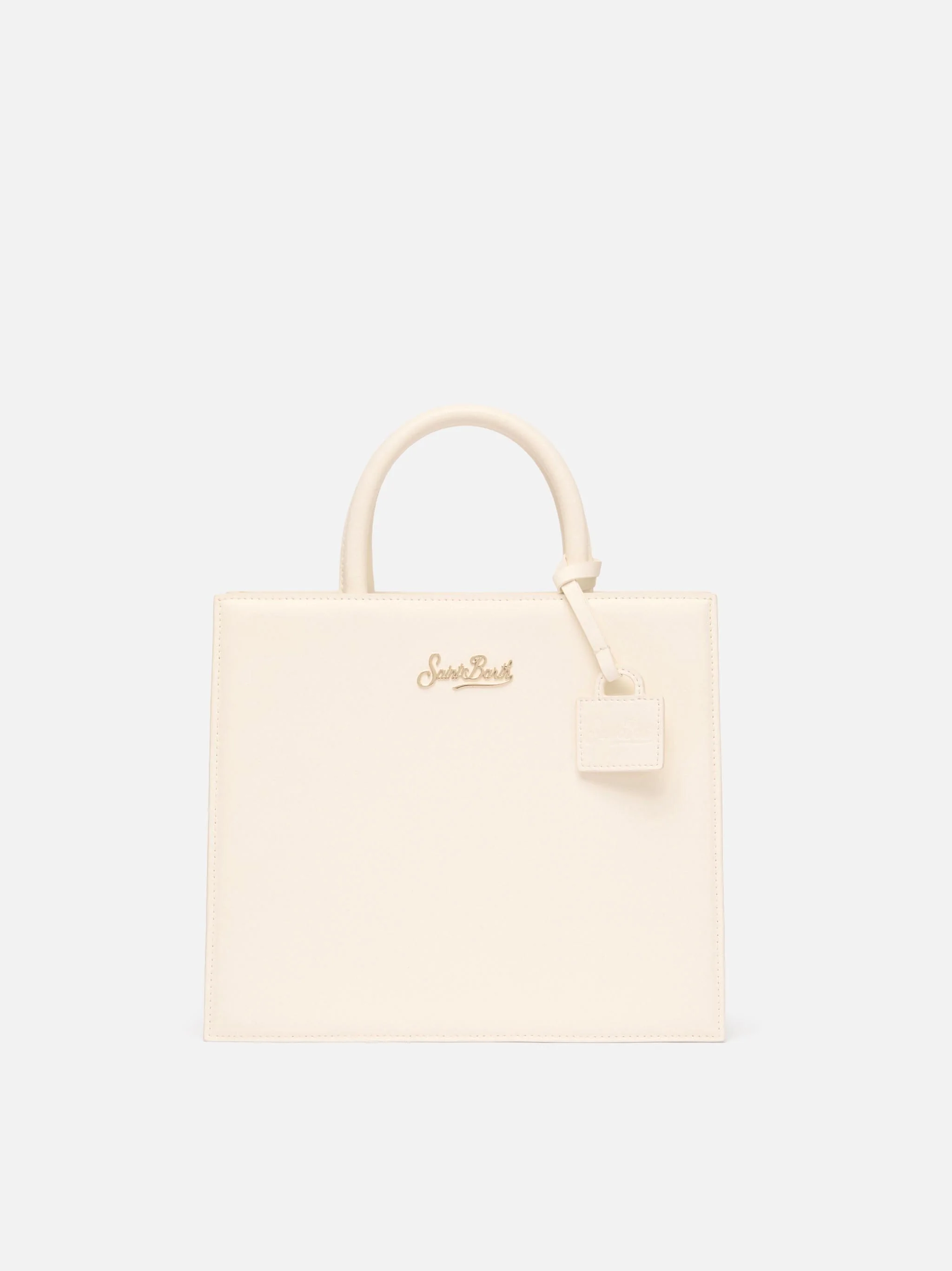 Shop Bag Midi in off-white leather