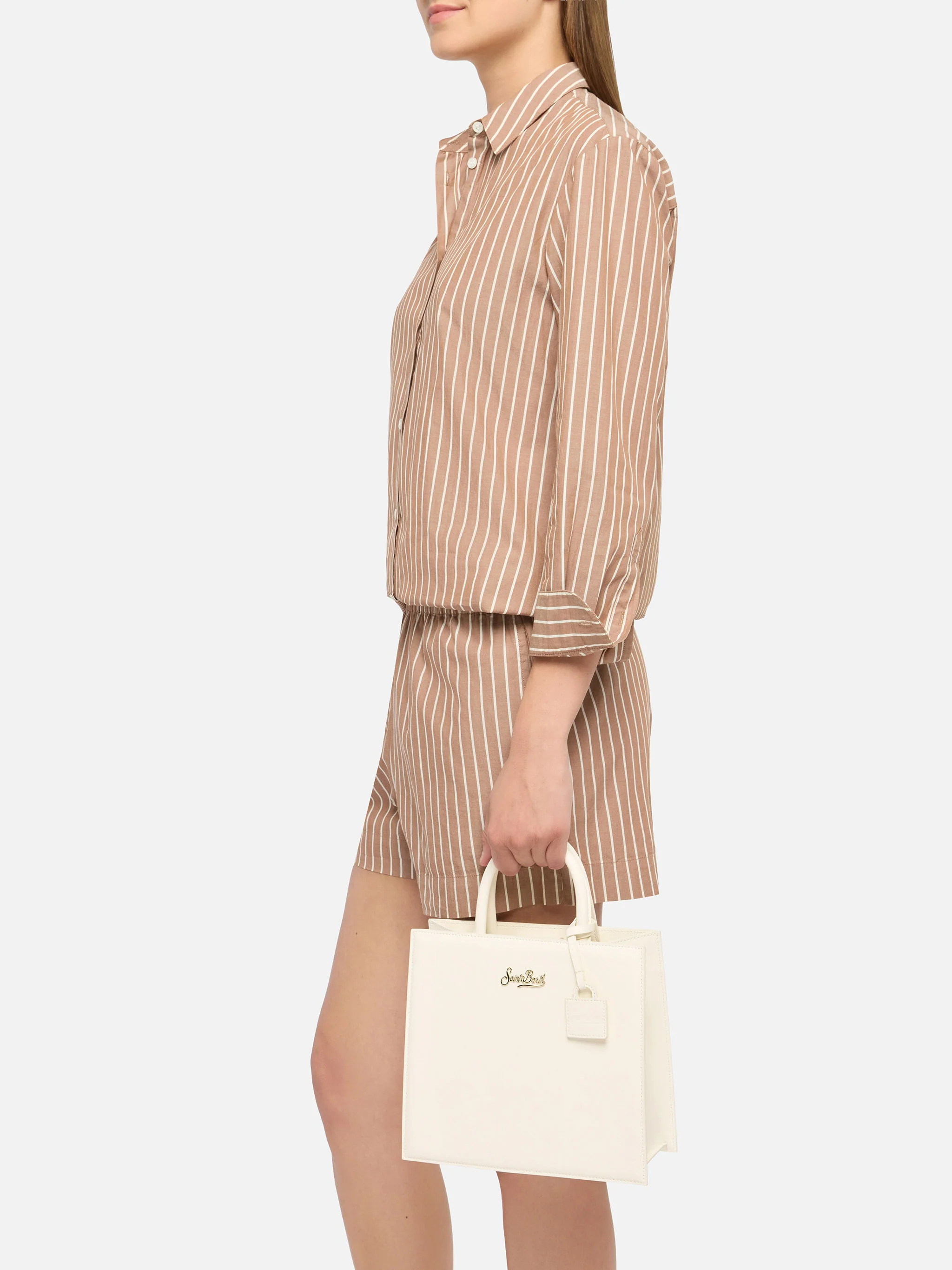 Shop Bag Midi in off-white leather - Image 2