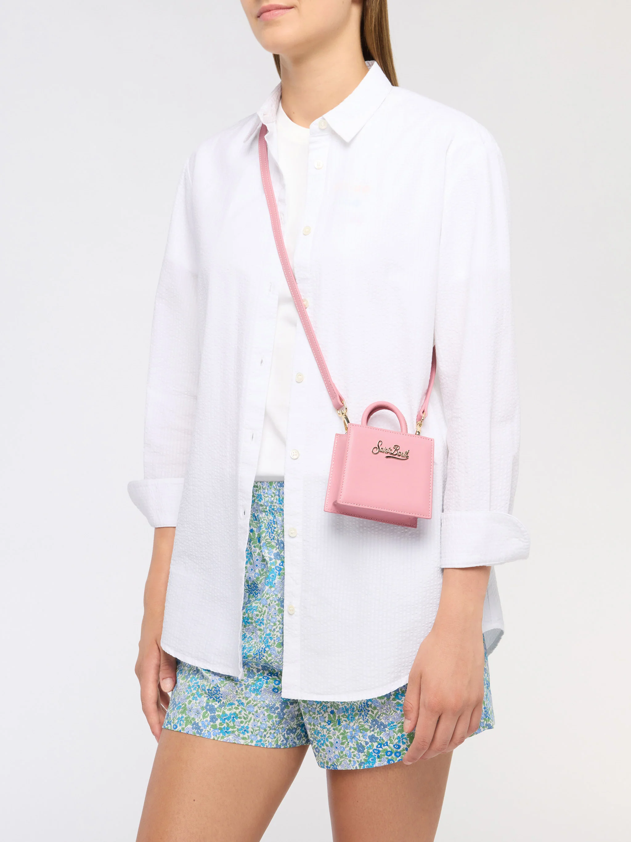 Shop Bag Micro in pastel pink leather - Image 2