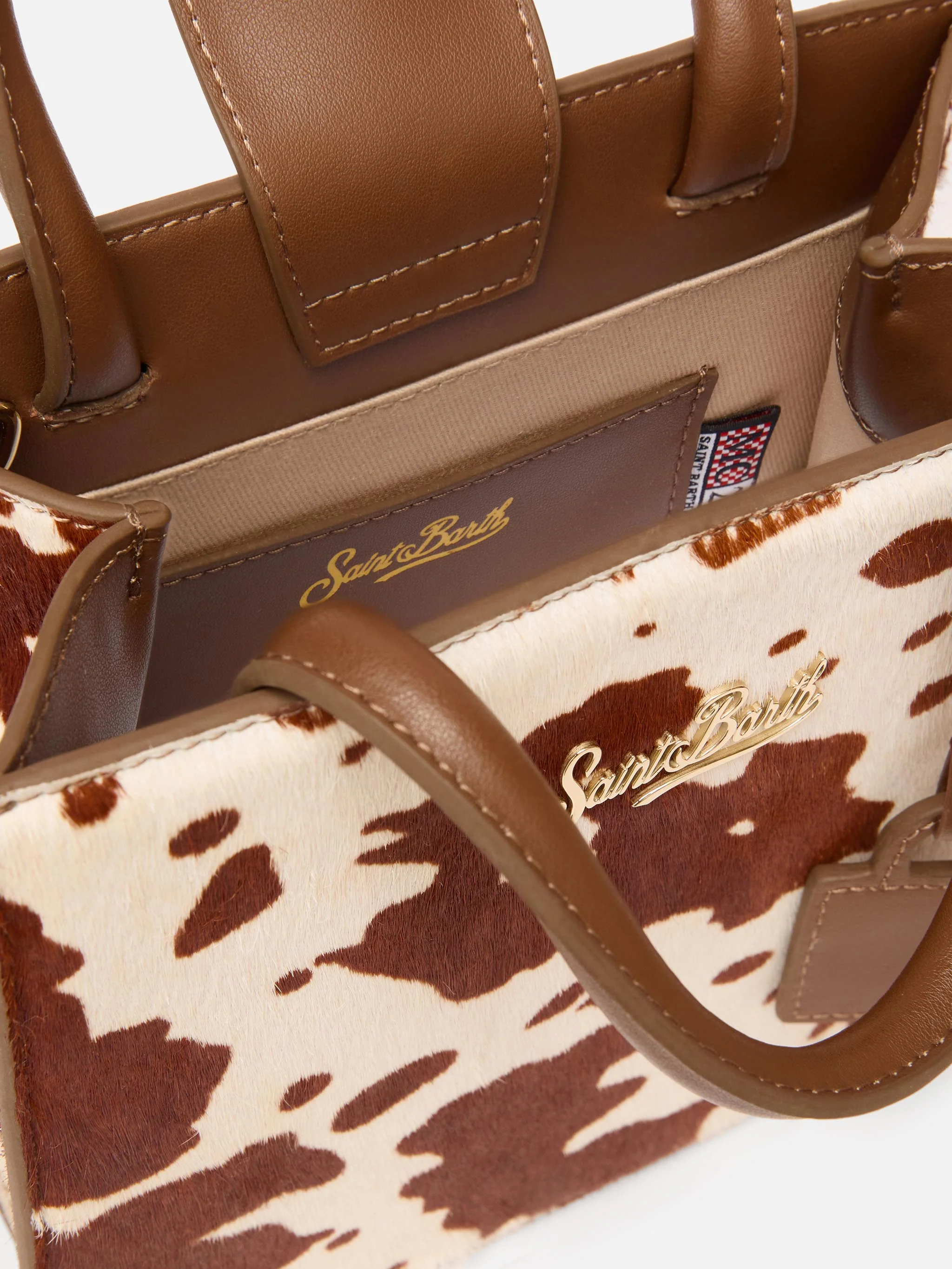 Shop Bag Mini in pony hair with cow skin print - Image 5