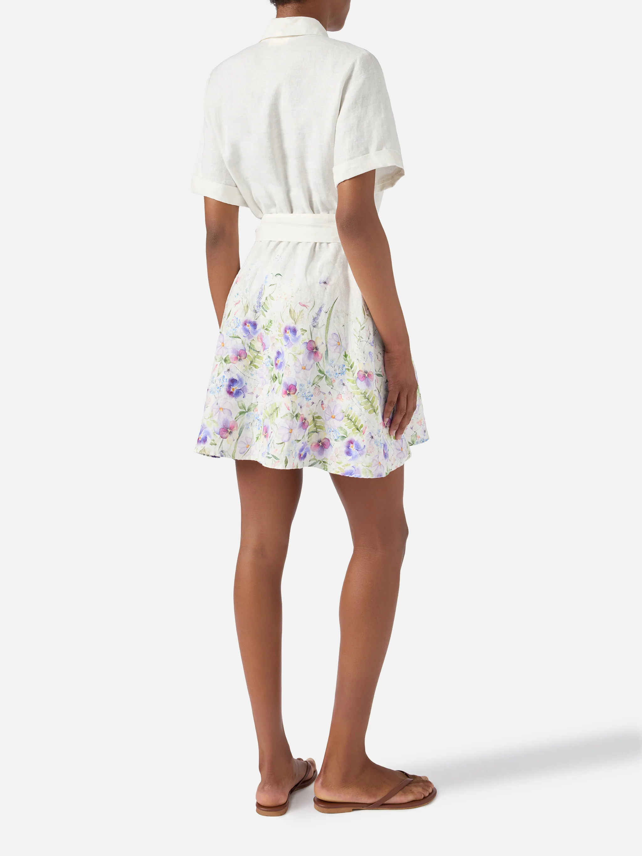 Short Joseline dress in linen with floral print - Image 3