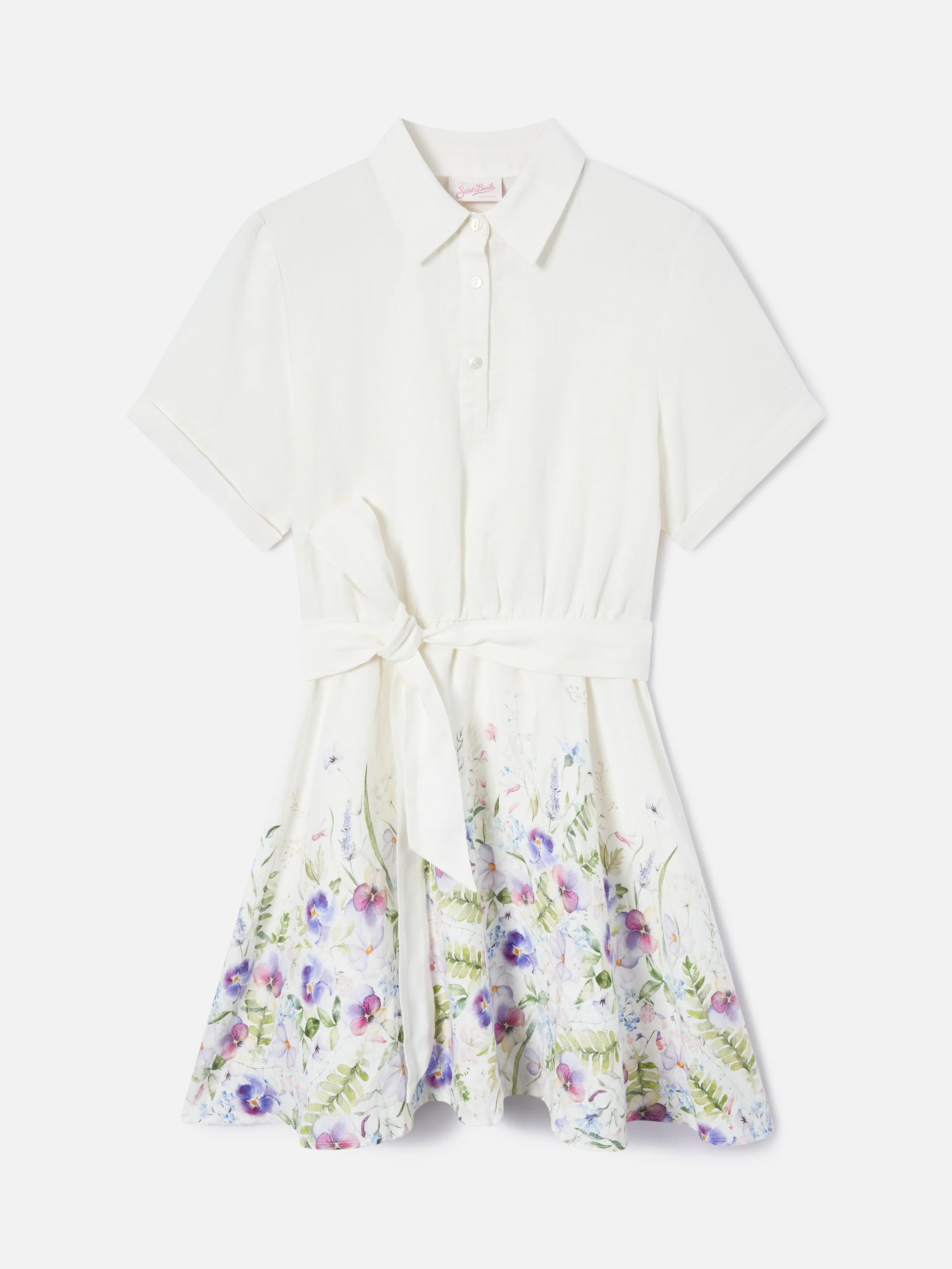 Short Joseline dress in linen with floral print - Image 5