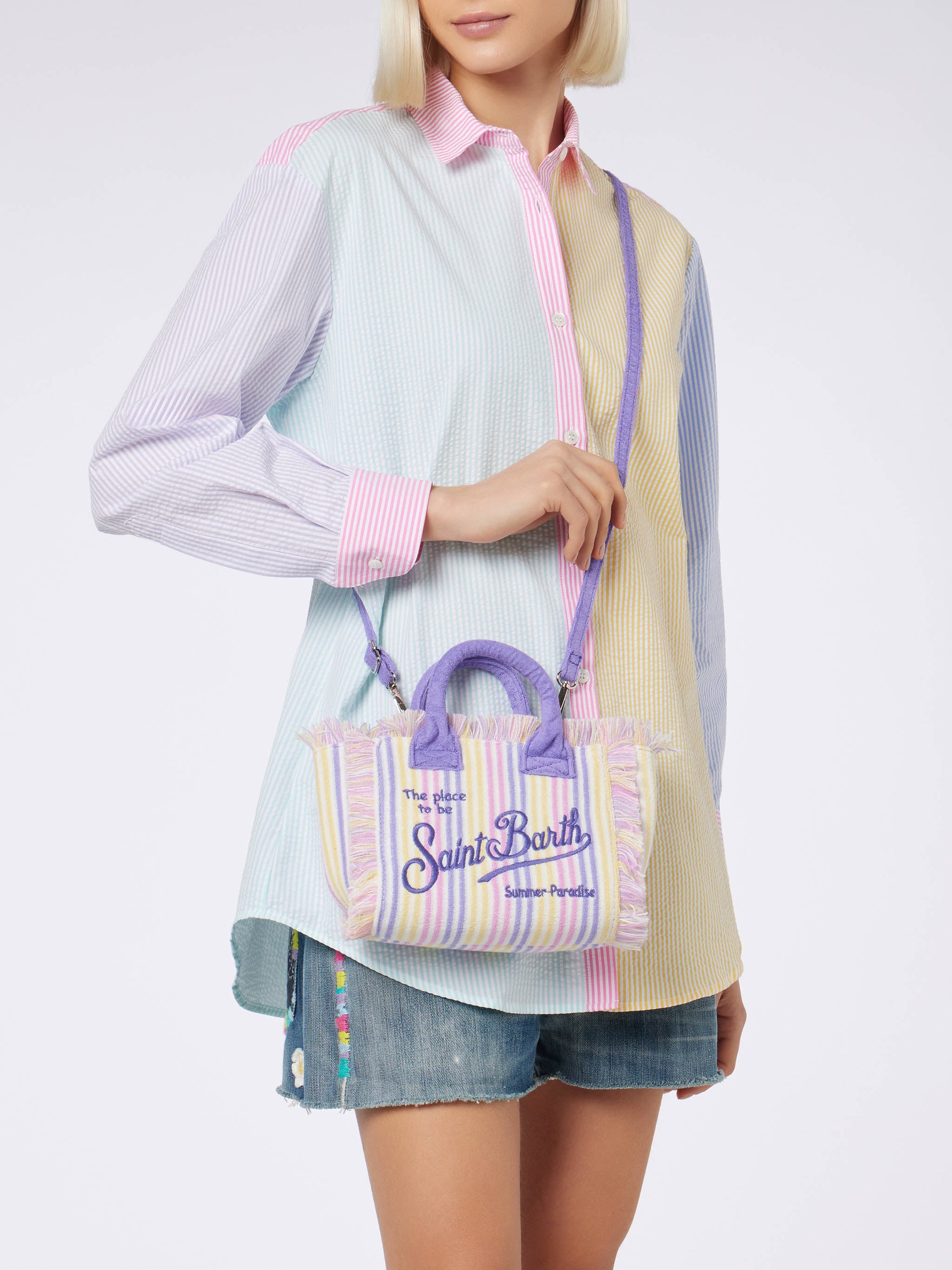 Striped terry embossed Mini Vanity bag - Image 2