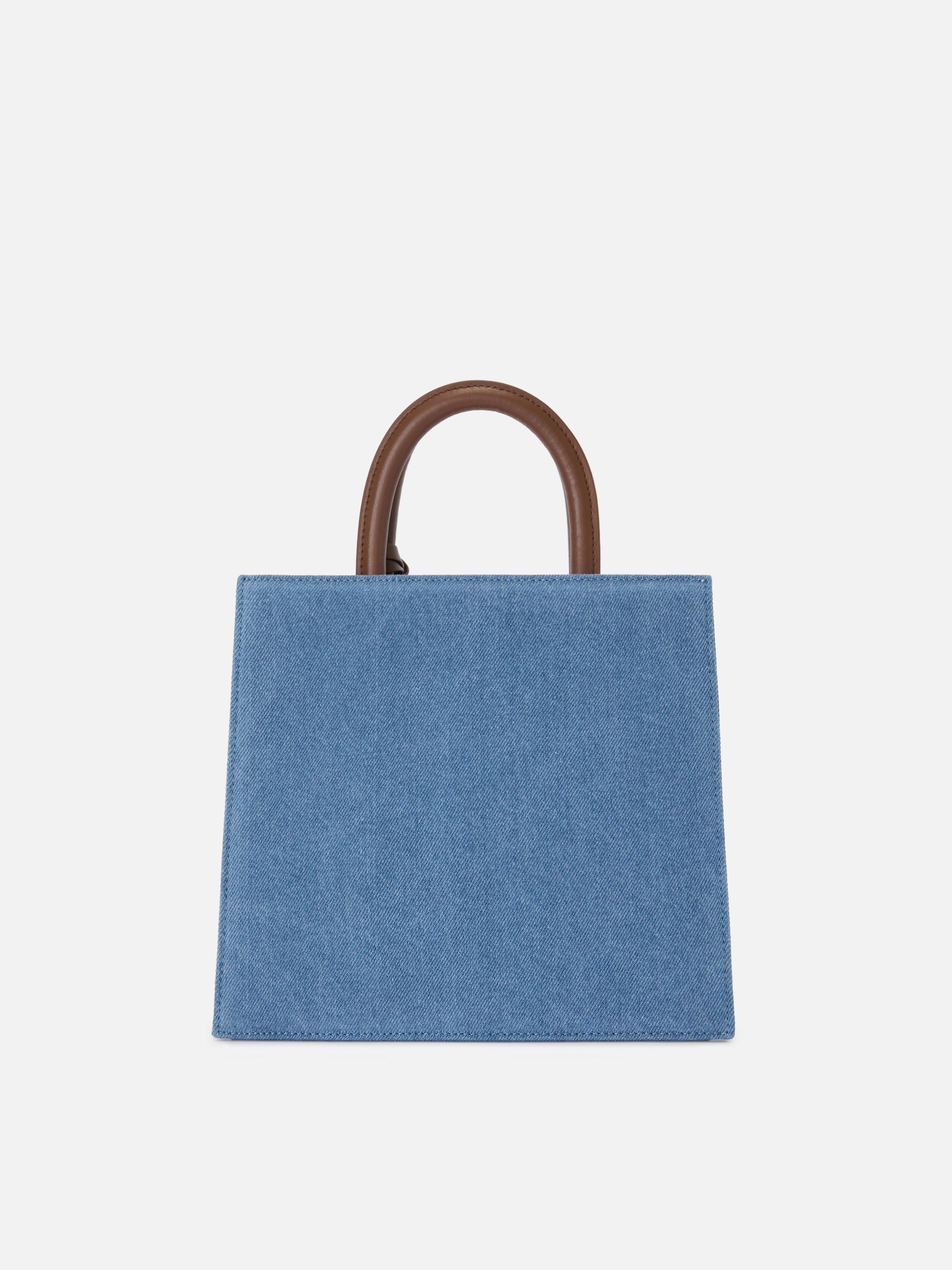 Structured Shop Midi bag in denim with leather details - Image 4