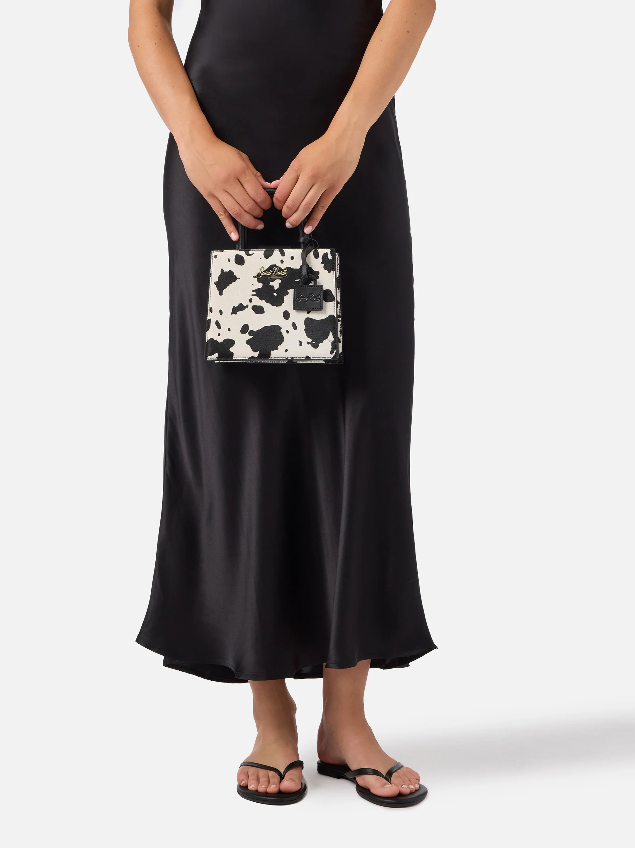 Structured Shop Mini bag in cow print pony hair - Image 2