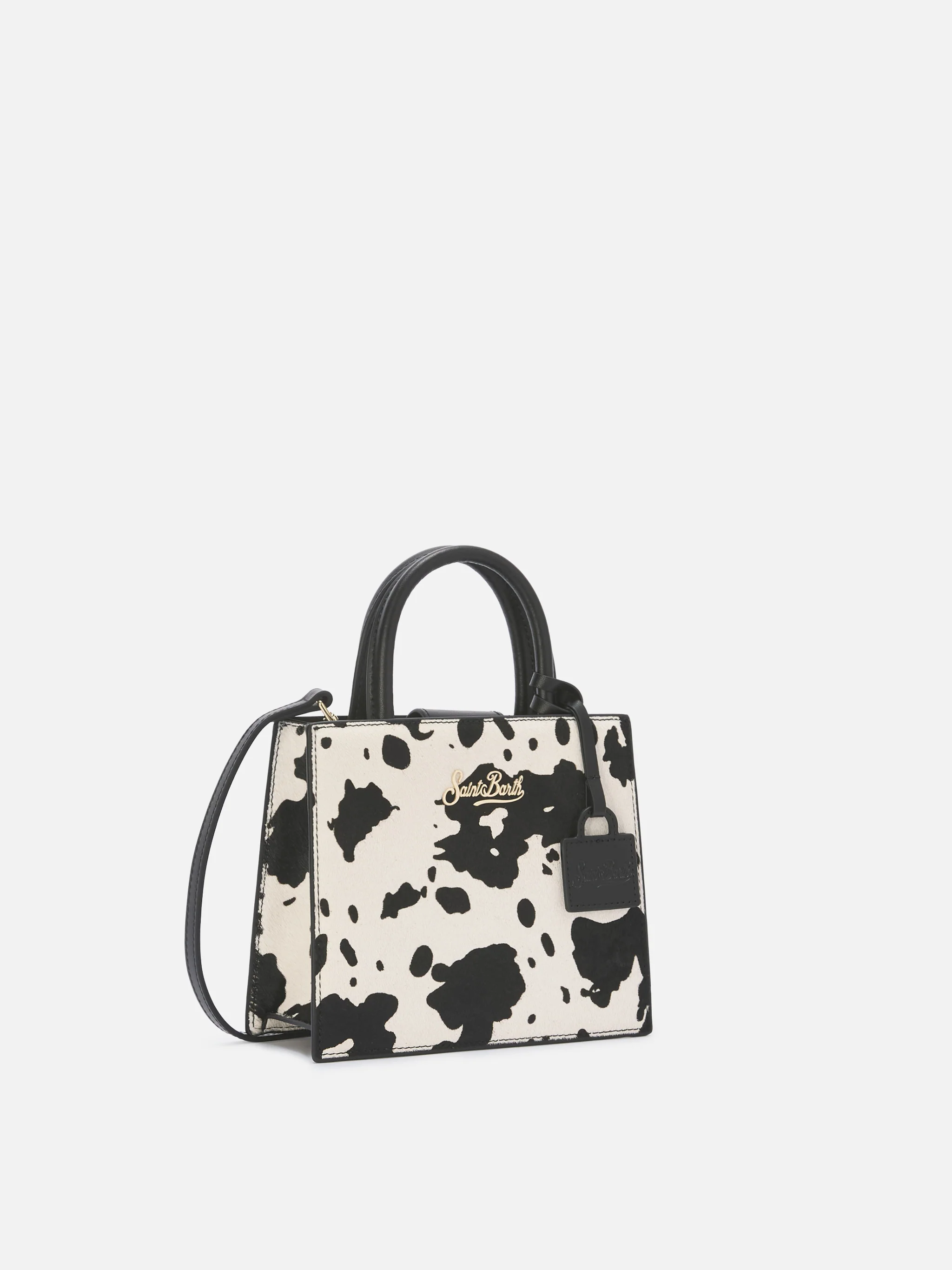 Structured Shop Mini bag in cow print pony hair - Image 3