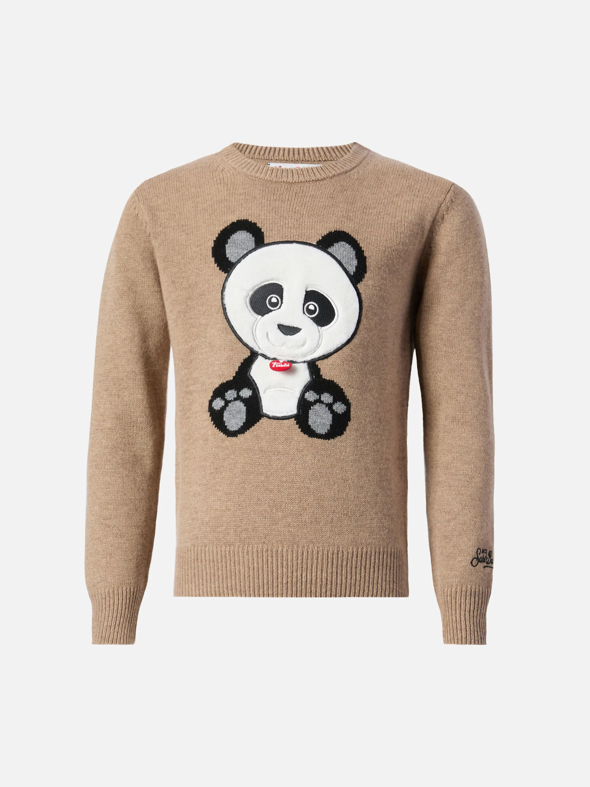 Crewneck Douglas in cashmere blend with Panda Trudi patch | TRUDI SPECIAL EDITION