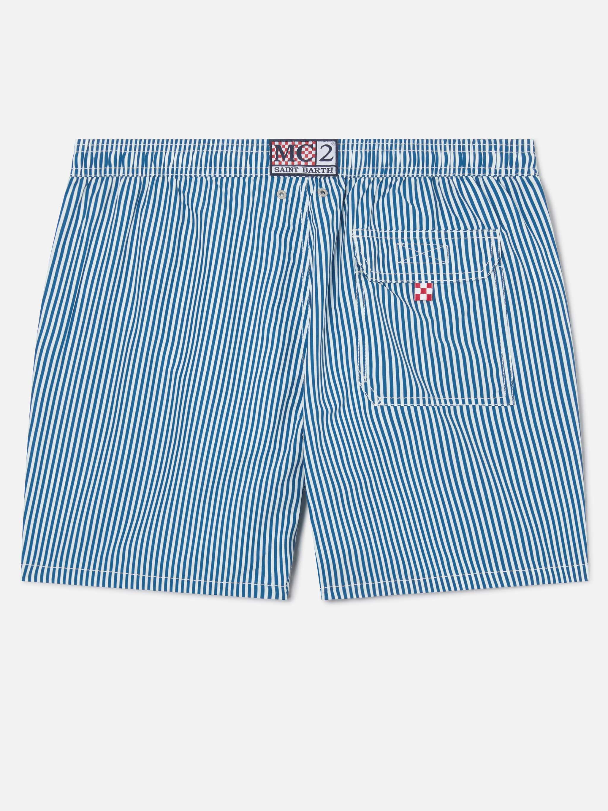 Syros swim shorts with white and blue striped pattern - Image 2