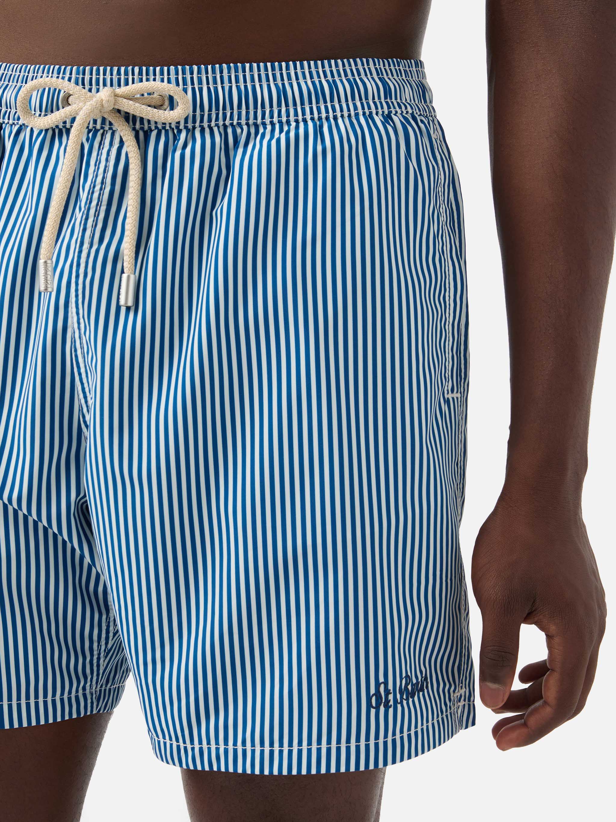 Syros swim shorts with white and blue striped pattern - Image 4