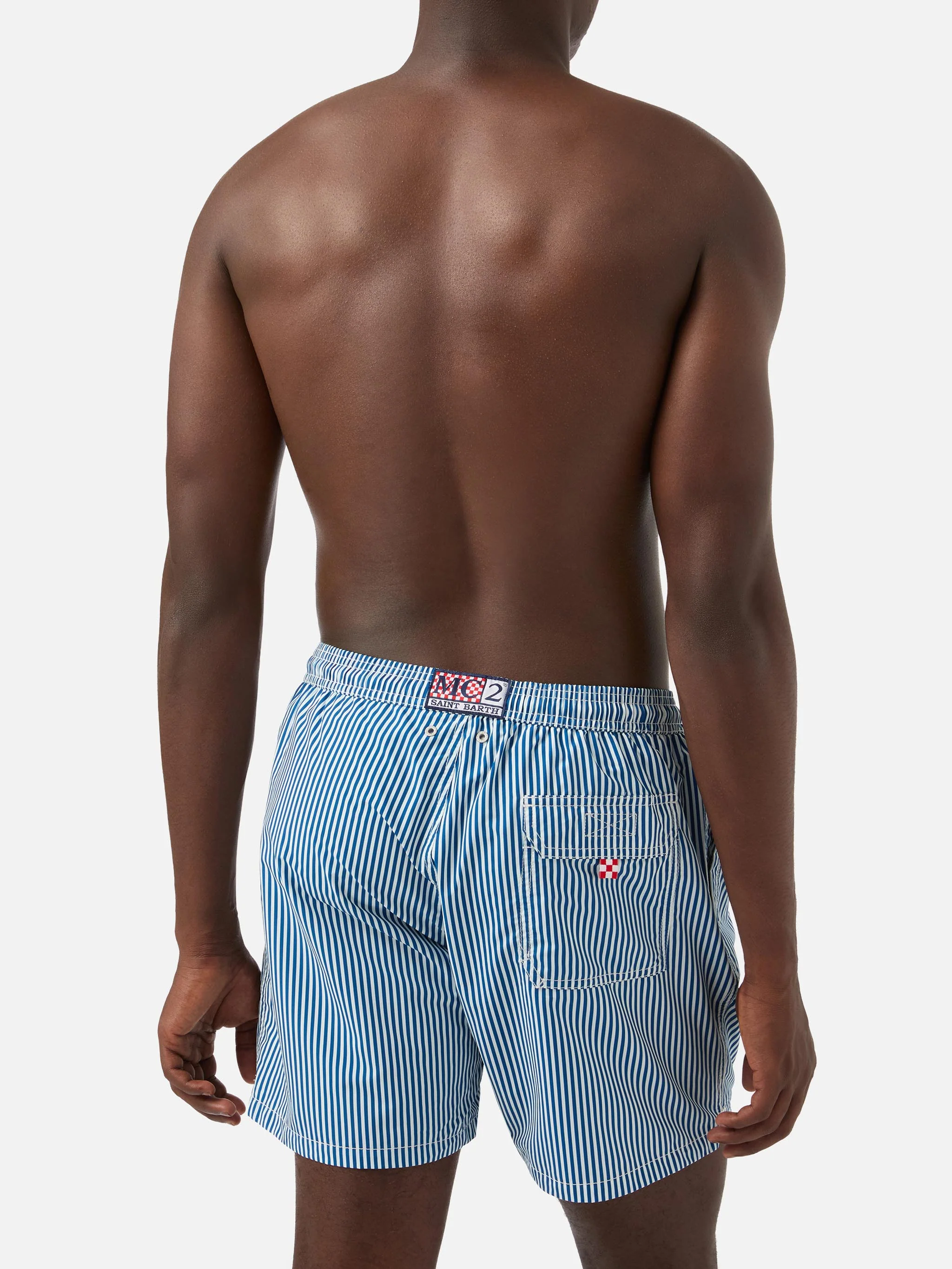 Syros swim shorts with white and blue striped pattern - Image 5
