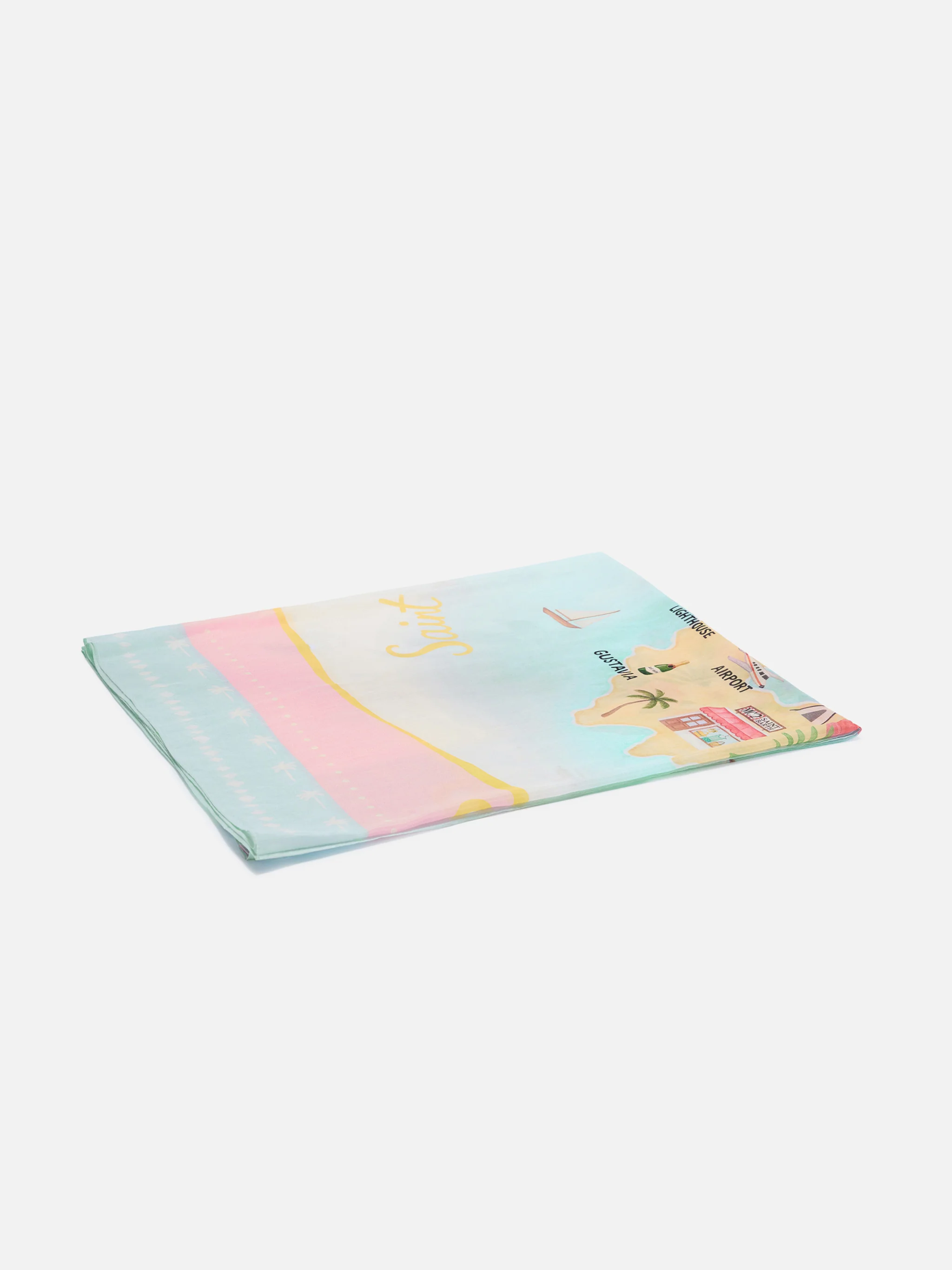 Thaiti long pareo in silk blend with St. Barth map print - Image 4