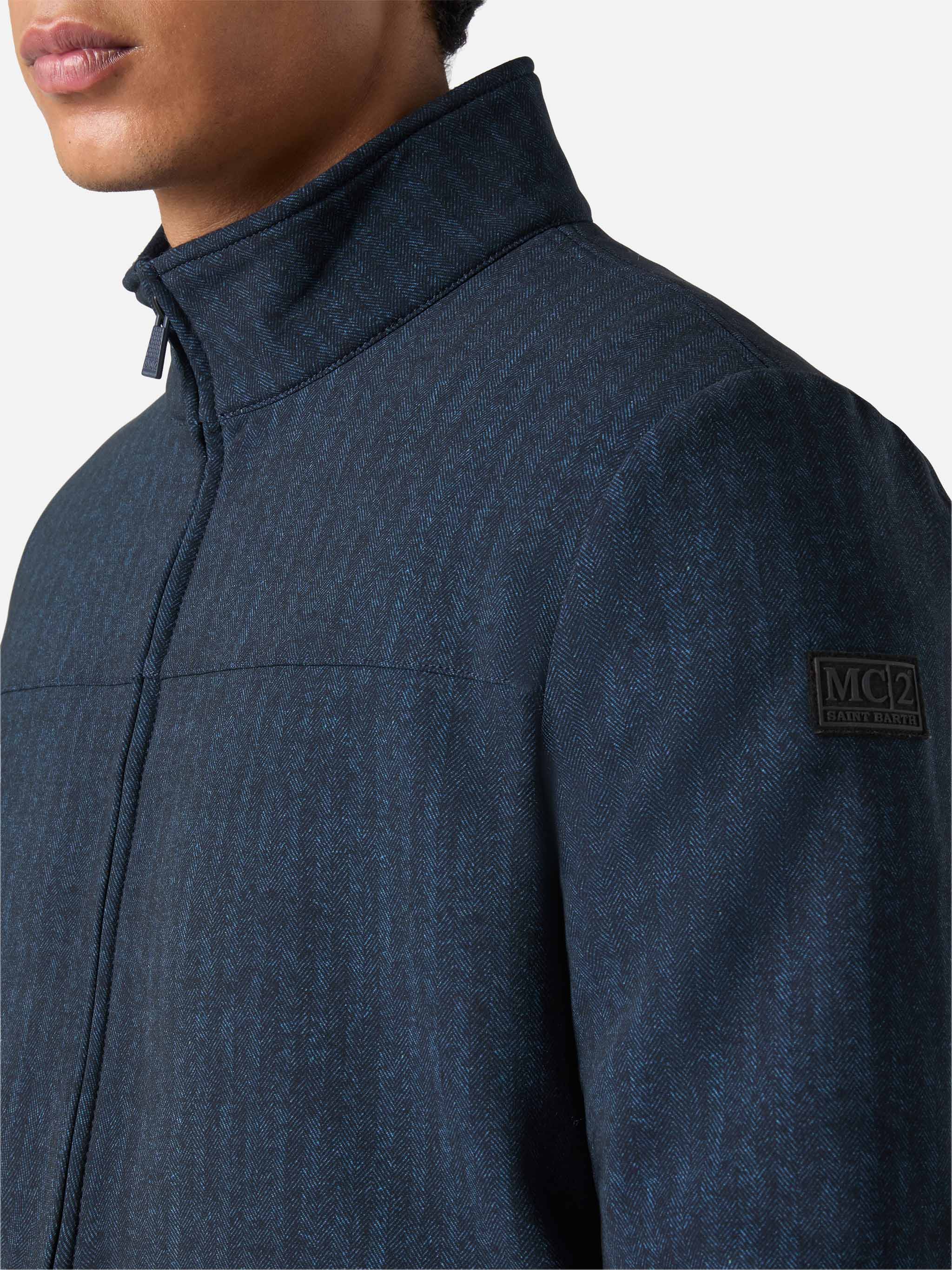 Thermo jacket Byron with blue herringbone print - Image 3