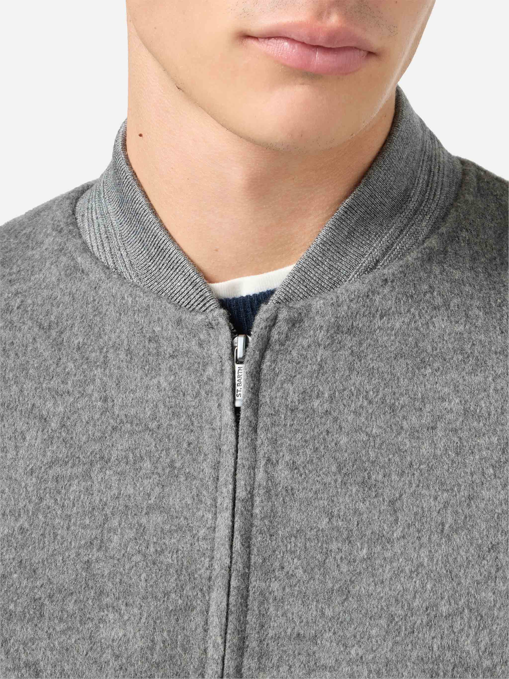 Unlined Camden wool bomber in grey - Image 3