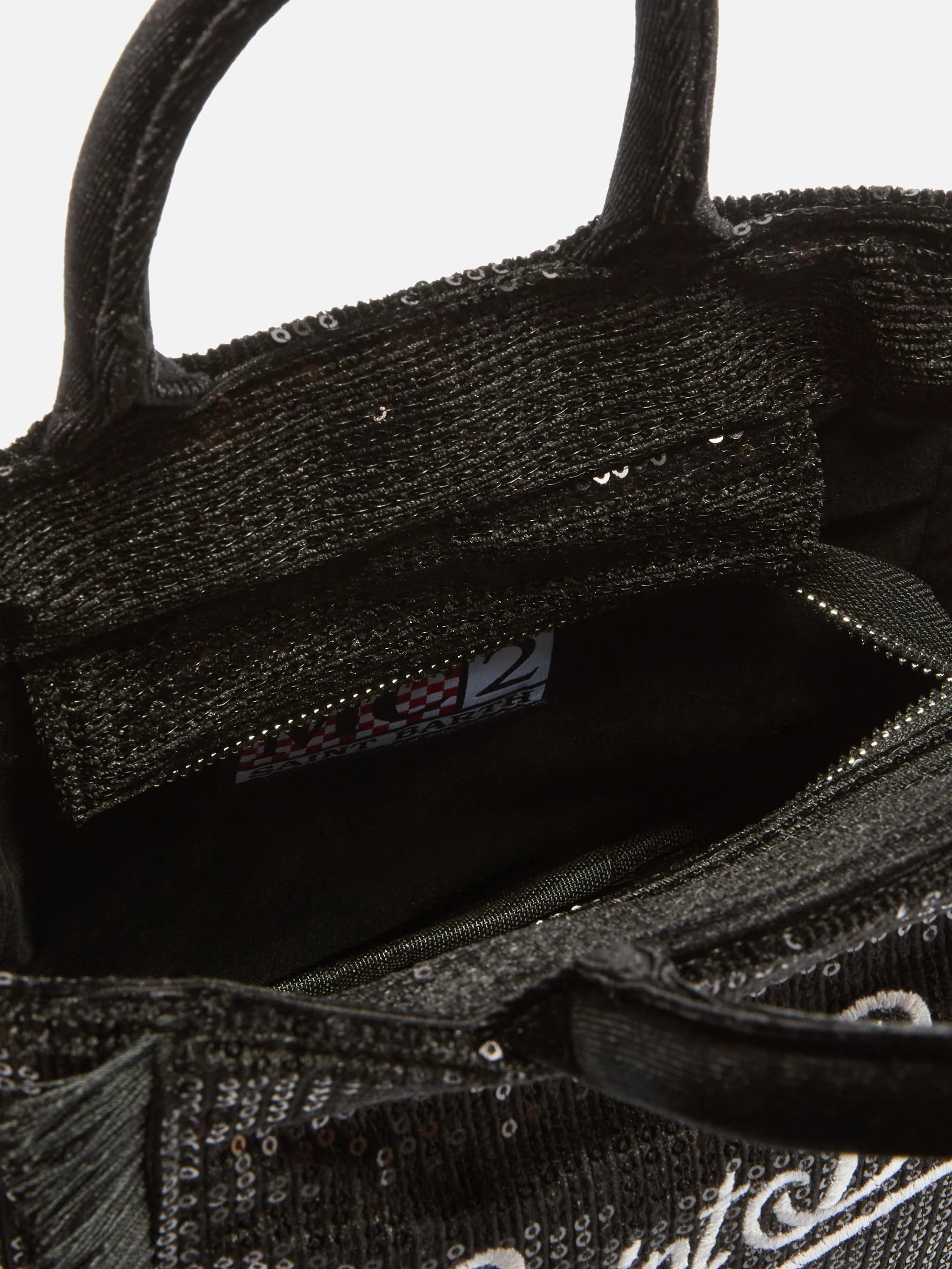Vanity Mini Velvet Handbag in black velvet with sequins - Image 4