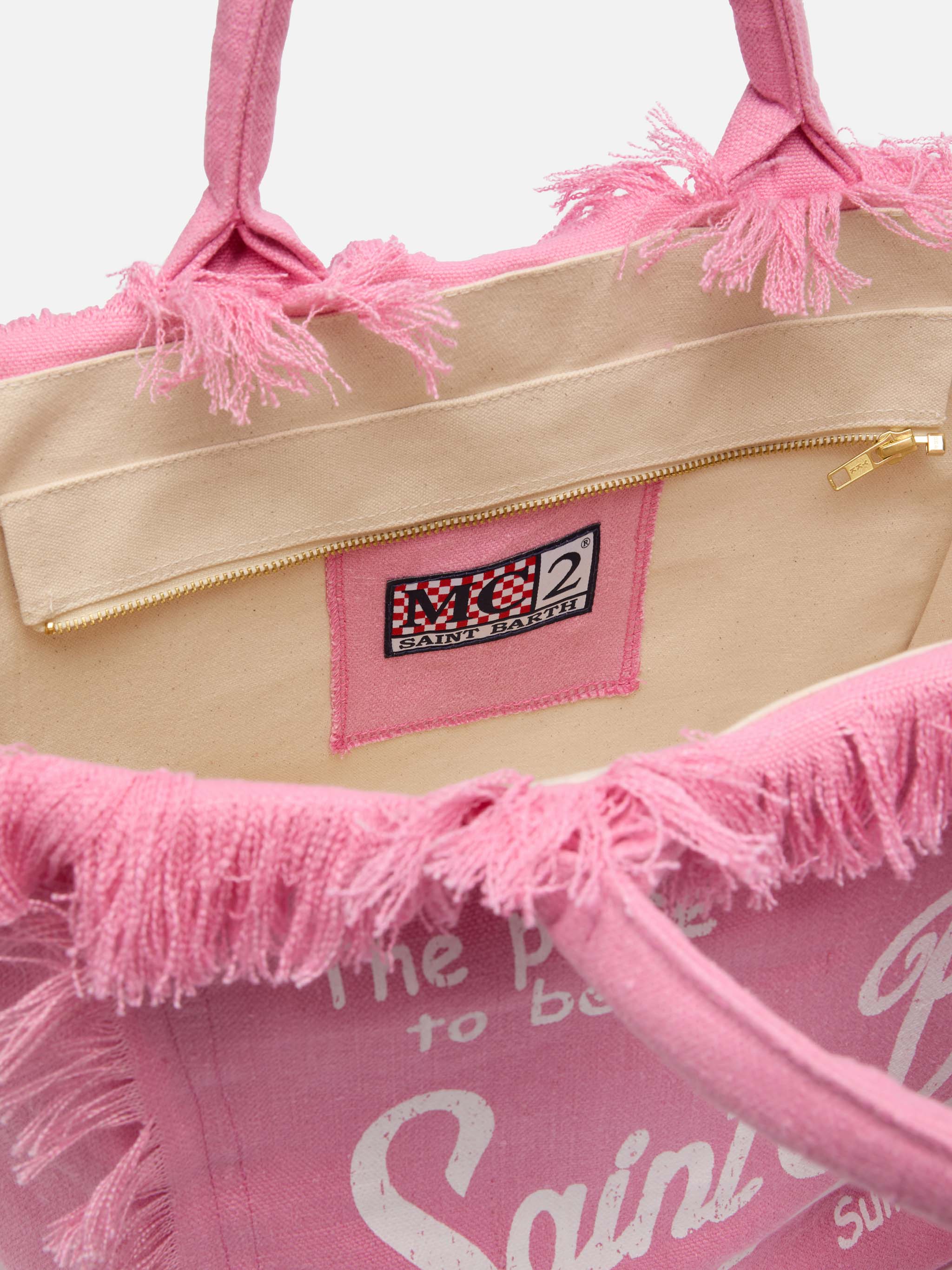 Vanity pink 100% LINEN shoulder bag - Image 5