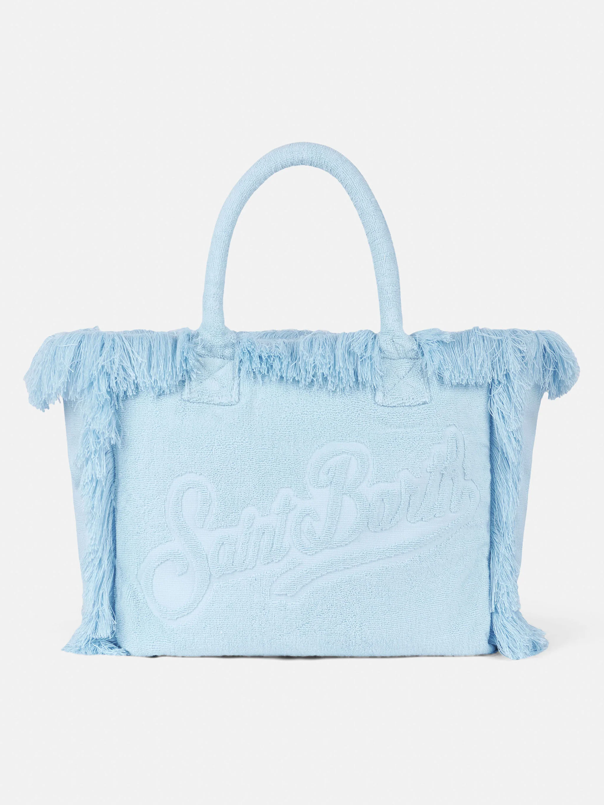 Vanity Terry light blue tote bag with embossed logo
